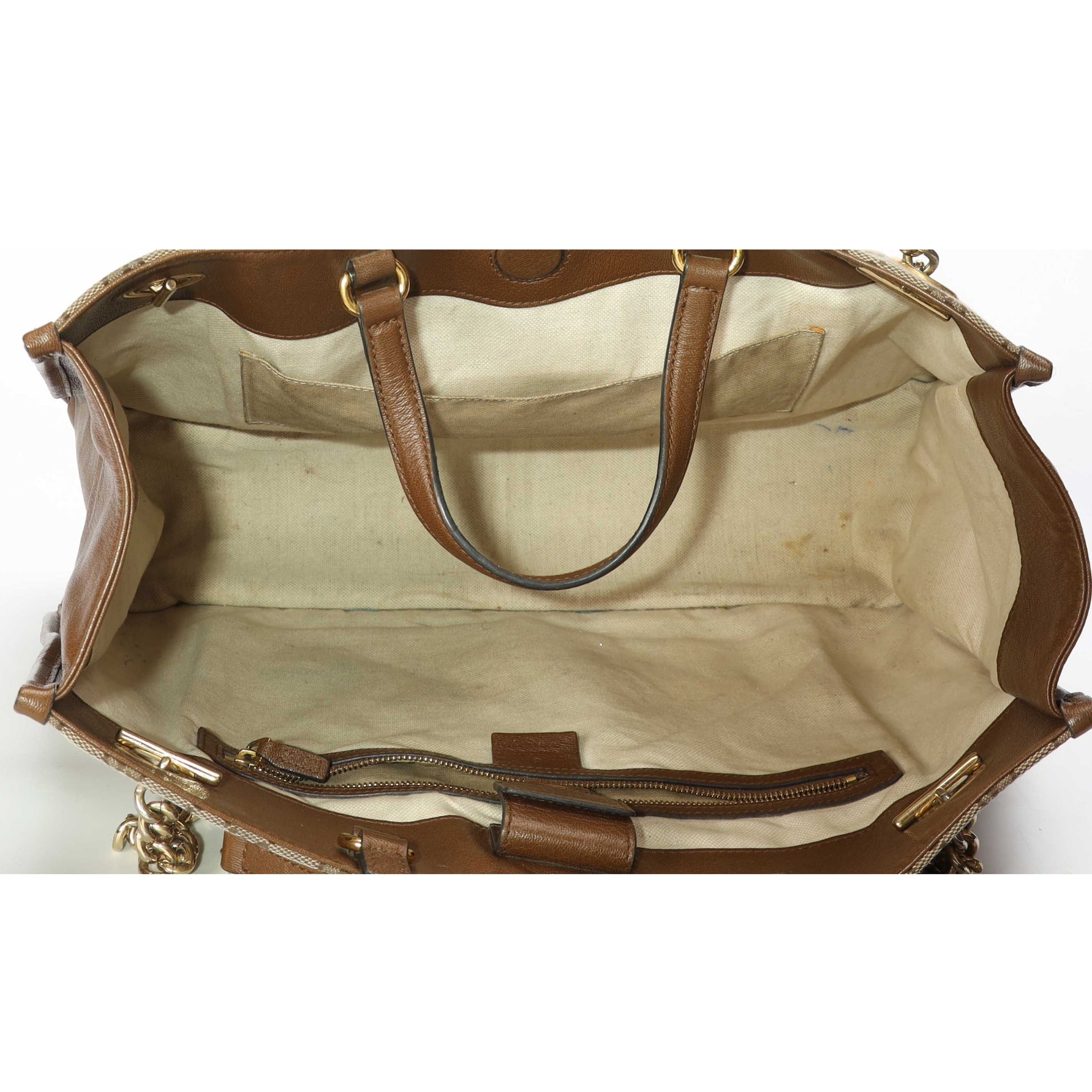 Gucci Beige/Brown GG Canvas Horsebit 1955 Tote