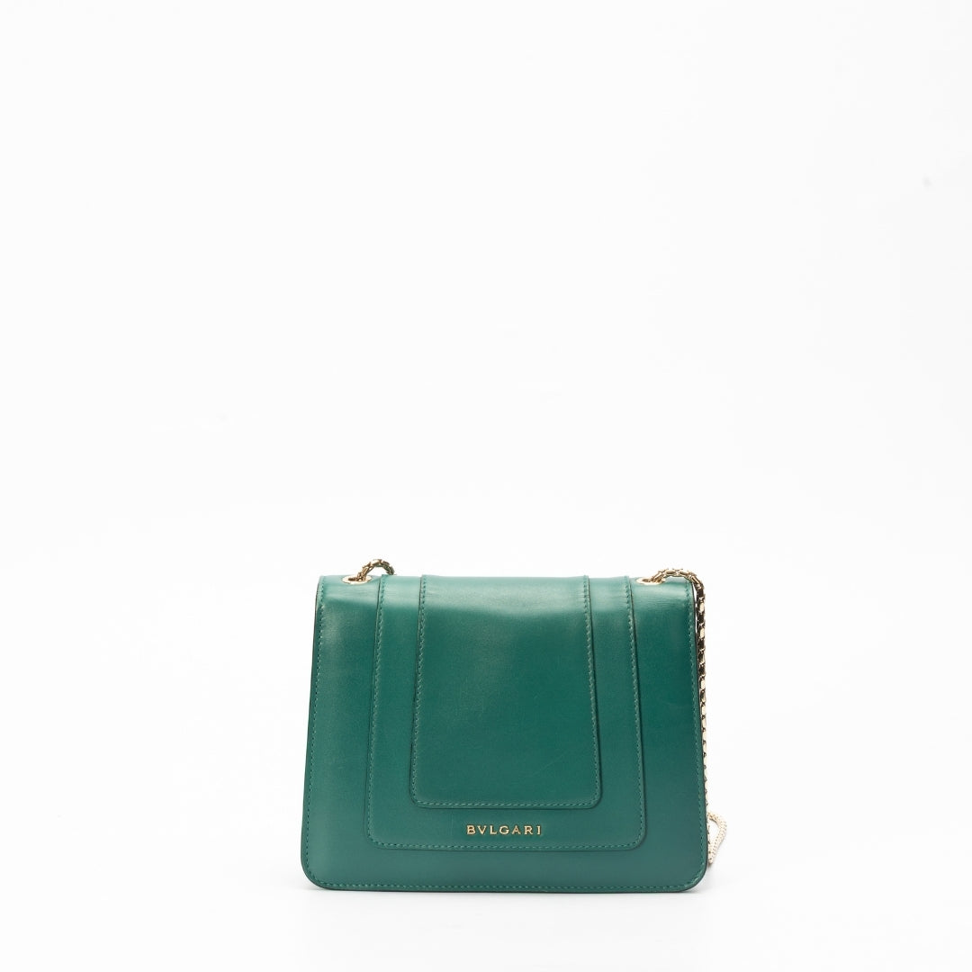 Bvlgari Green Leather Small Serpenti Forever Shoulder Bag