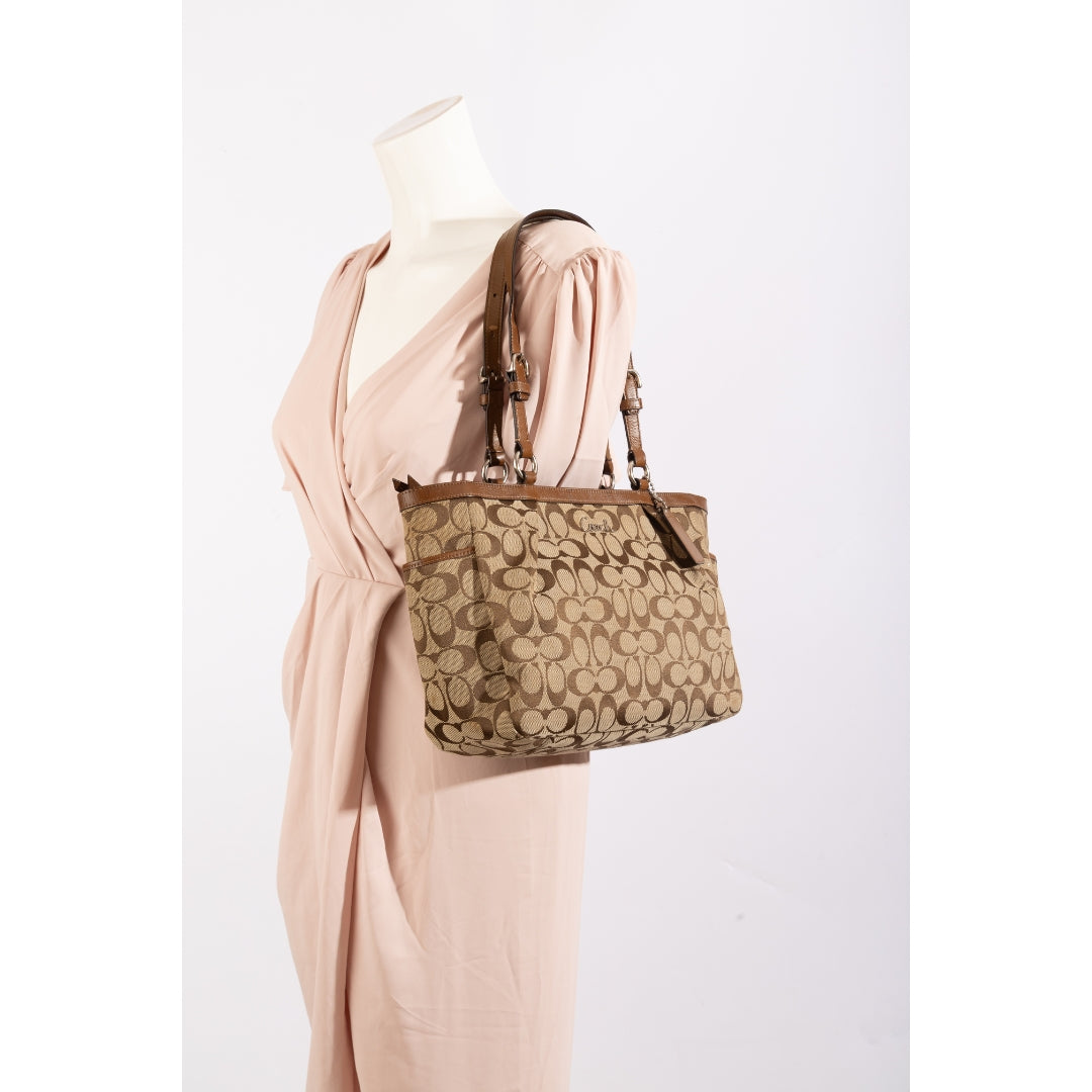 Coach Brown Canvas Monogram Shoulder Bag