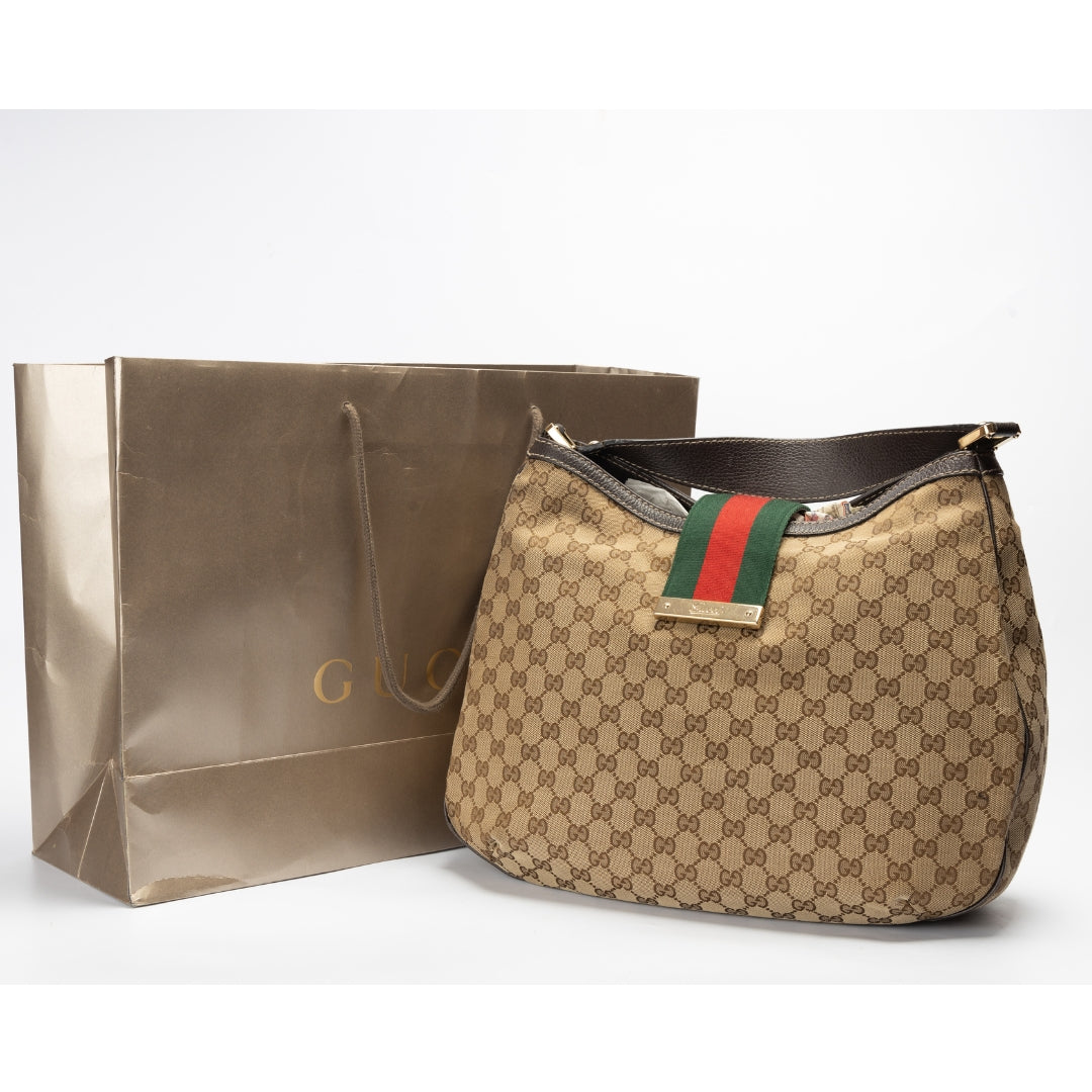 Gucci GG Guccissima Web Canvas Hobo Bag