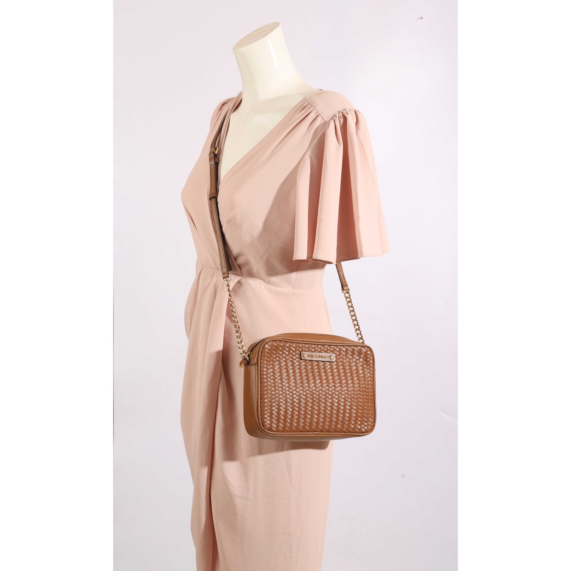 Michael Kors Jet Set Woven Brown Crossbody Bag