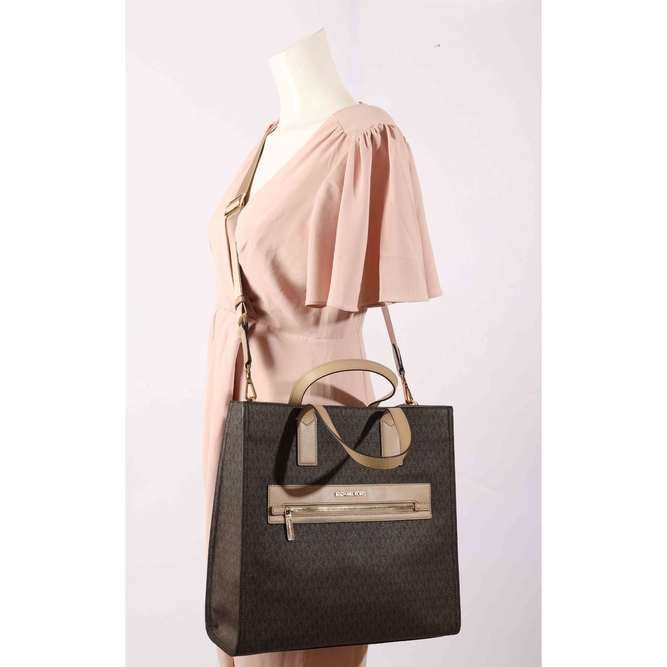 Michael Kors Kenly Brown Logo Large Tote