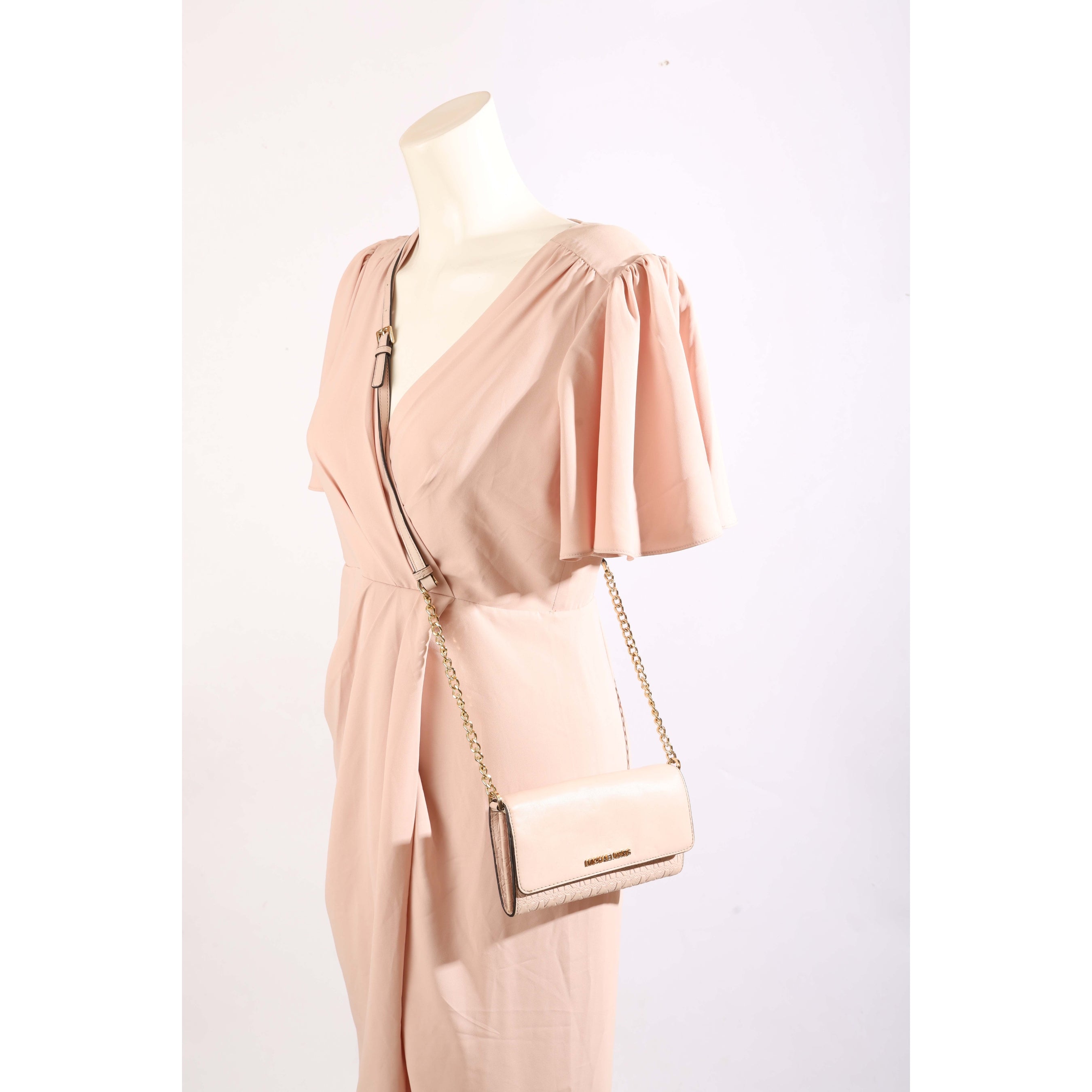 Michael Kors Pink Jet Set Flap Wallet on Strap