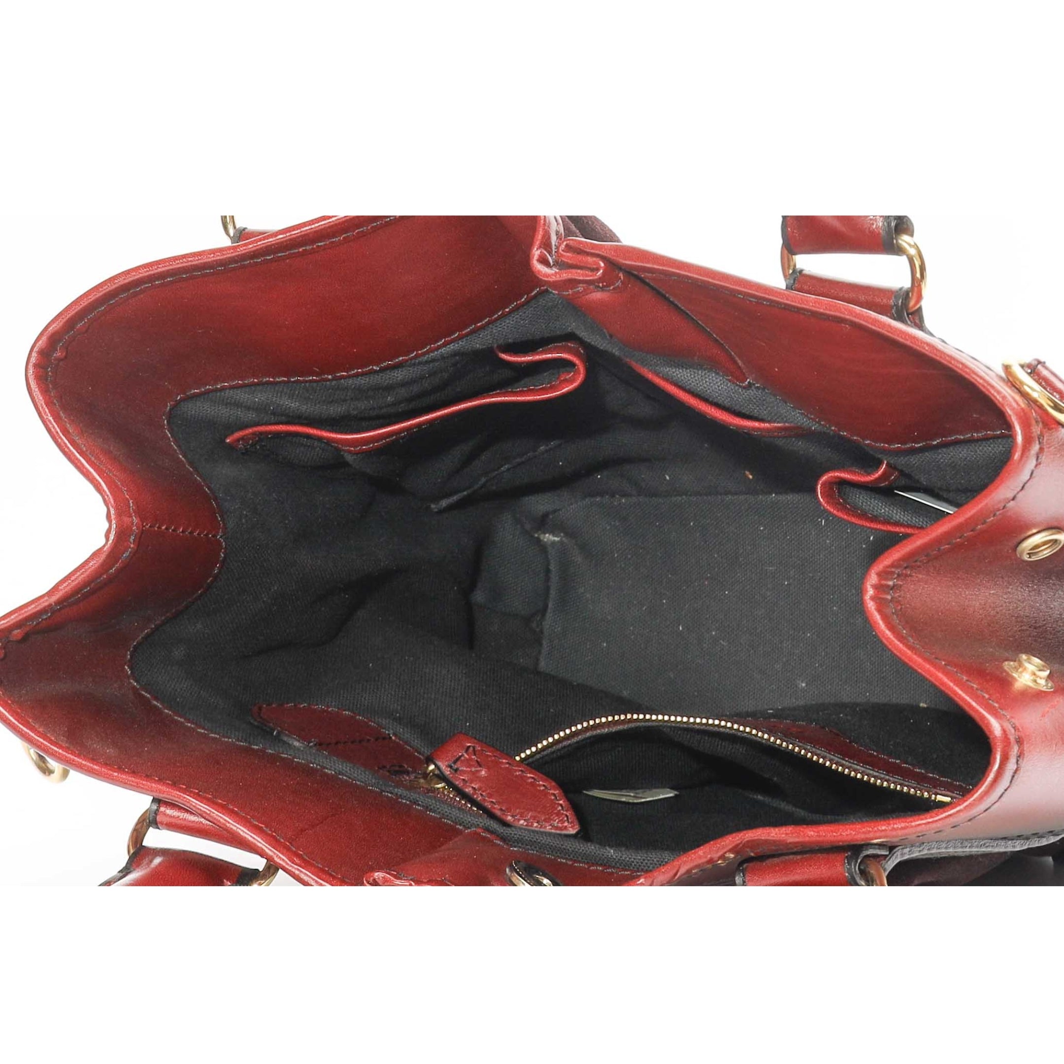 Burberr Red Suede Bridle Whipstitch Tote