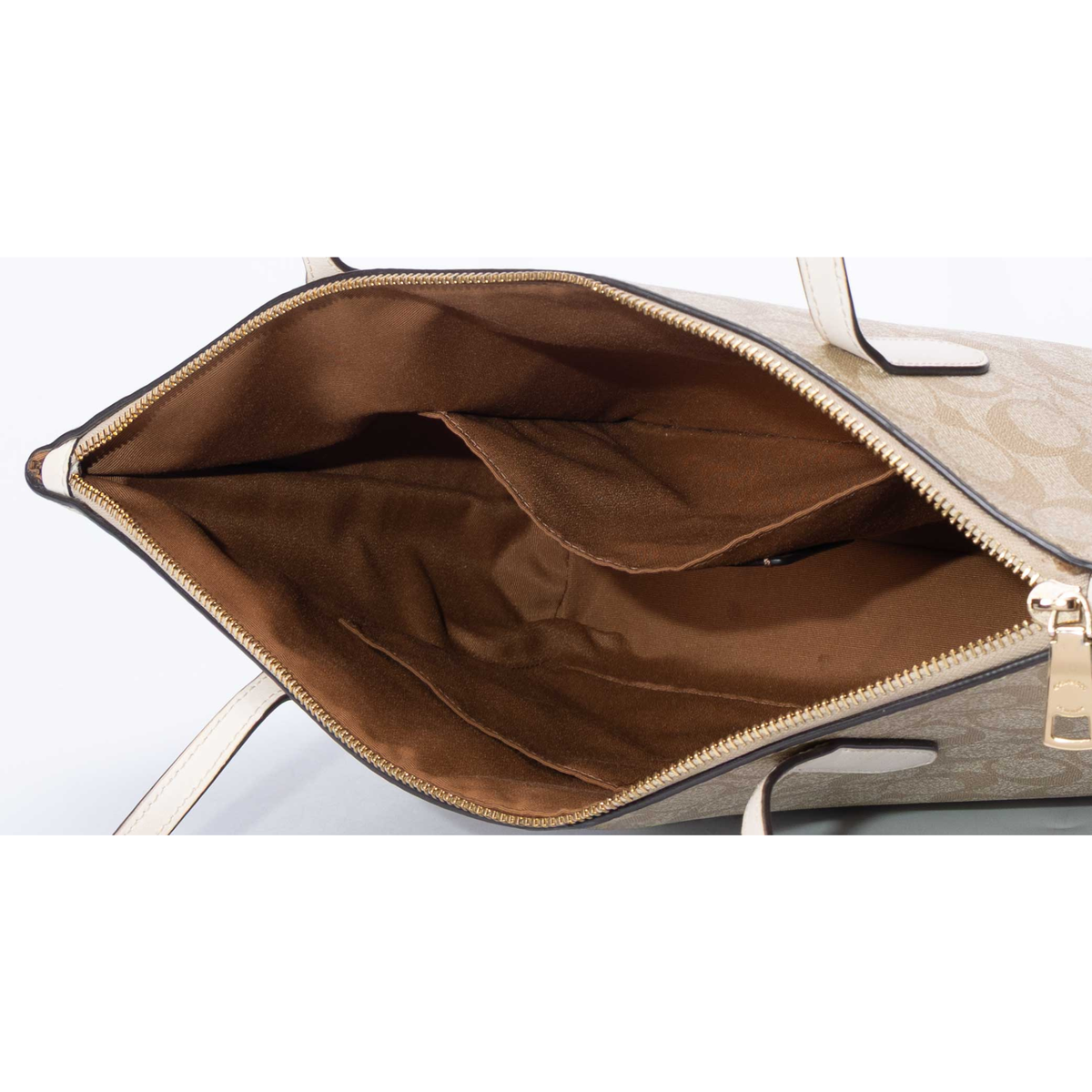 Coach Zip Top Beige Tote