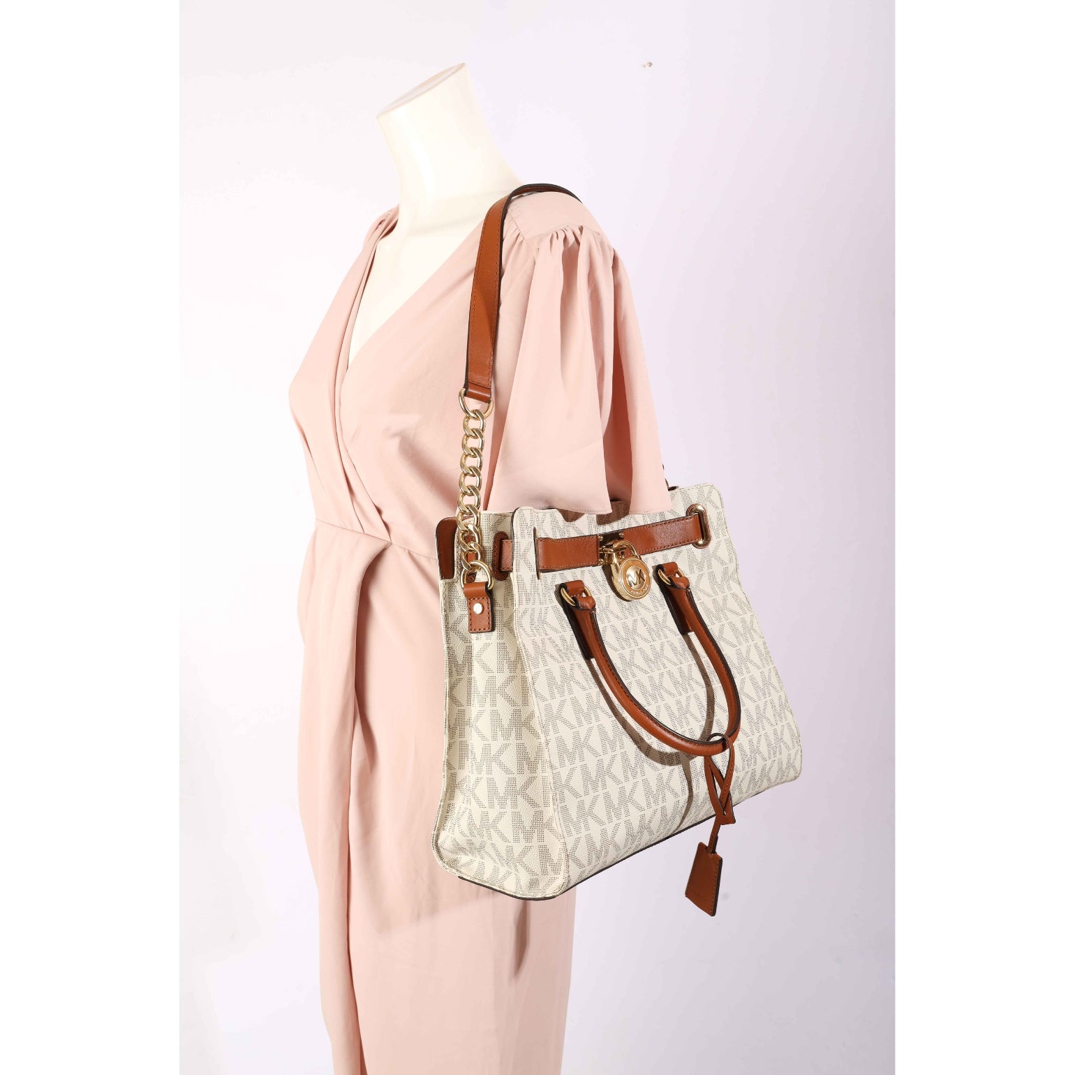 Michael Kors Hamilton White Logo Satchel