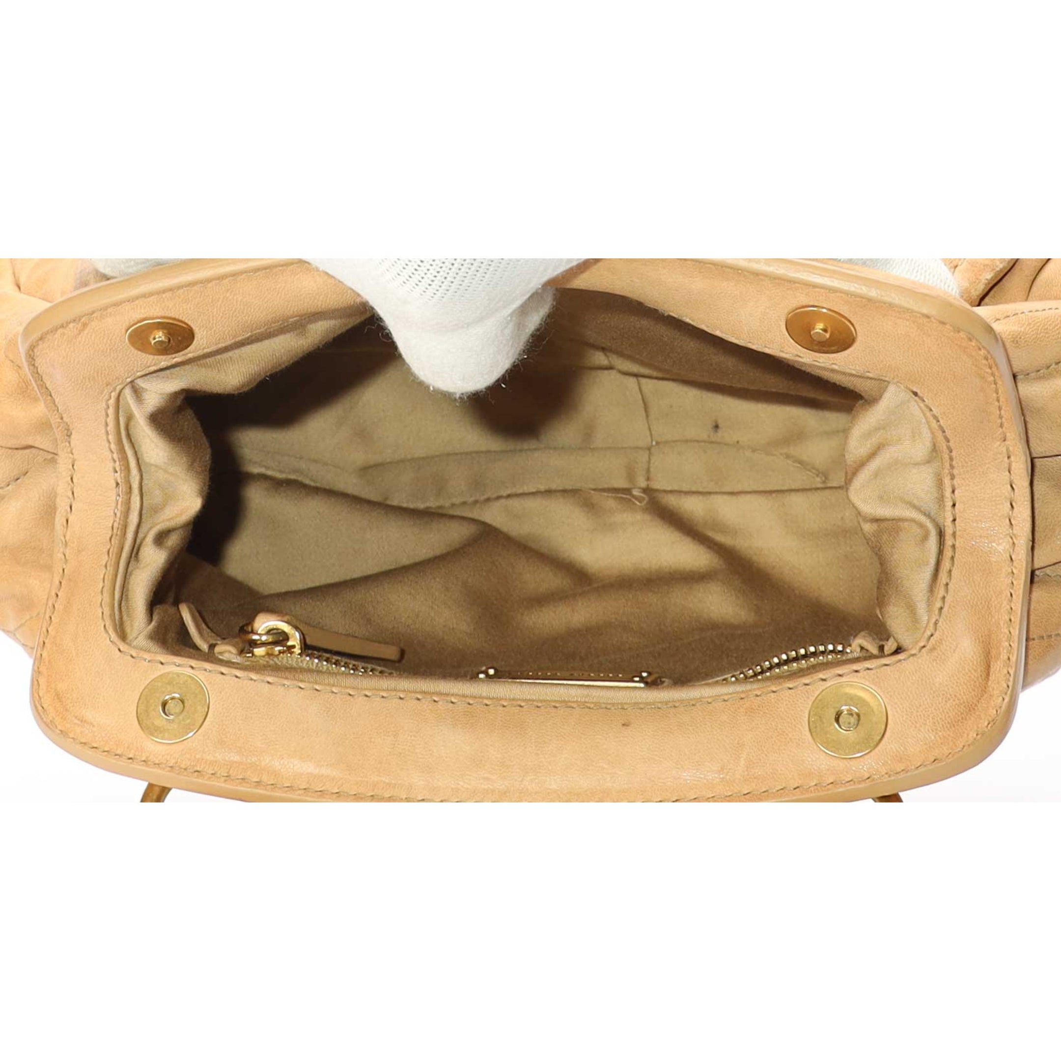 Miu Miu Beige Matelasse Coffer Satchel