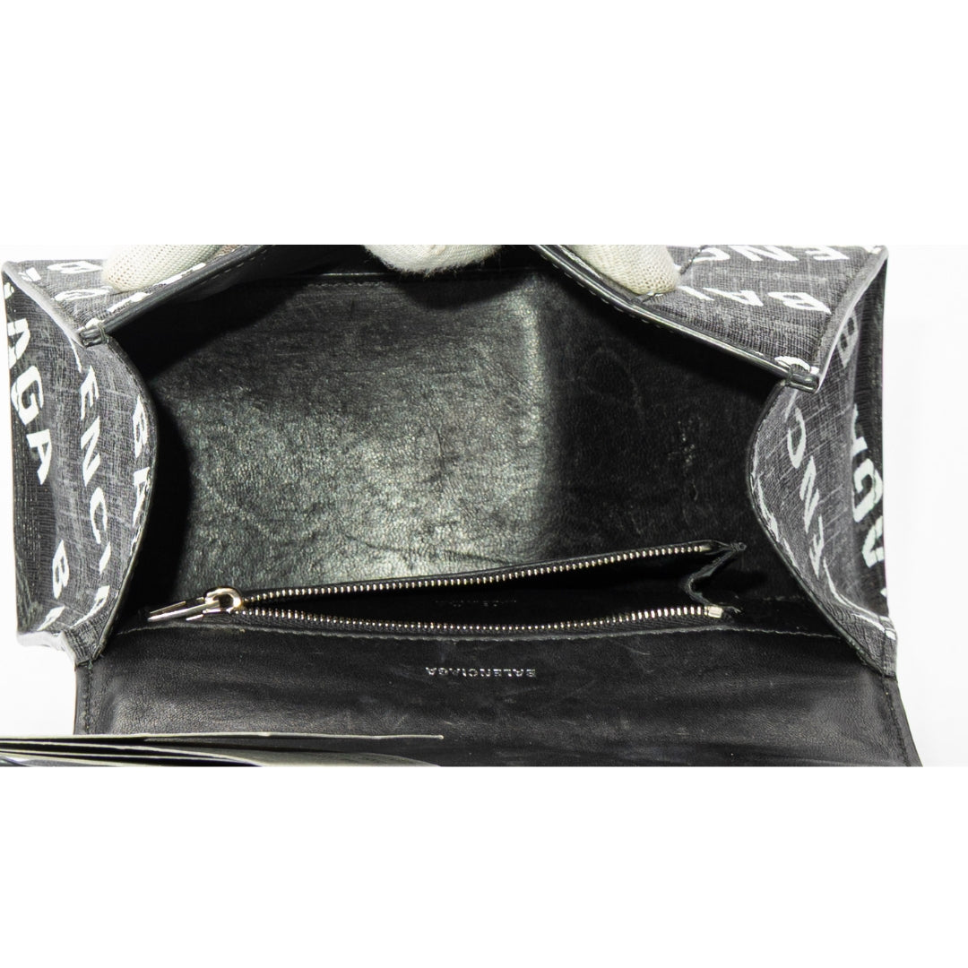 Balenciaga Black BB Monogram Hourglass Top Handle Bag