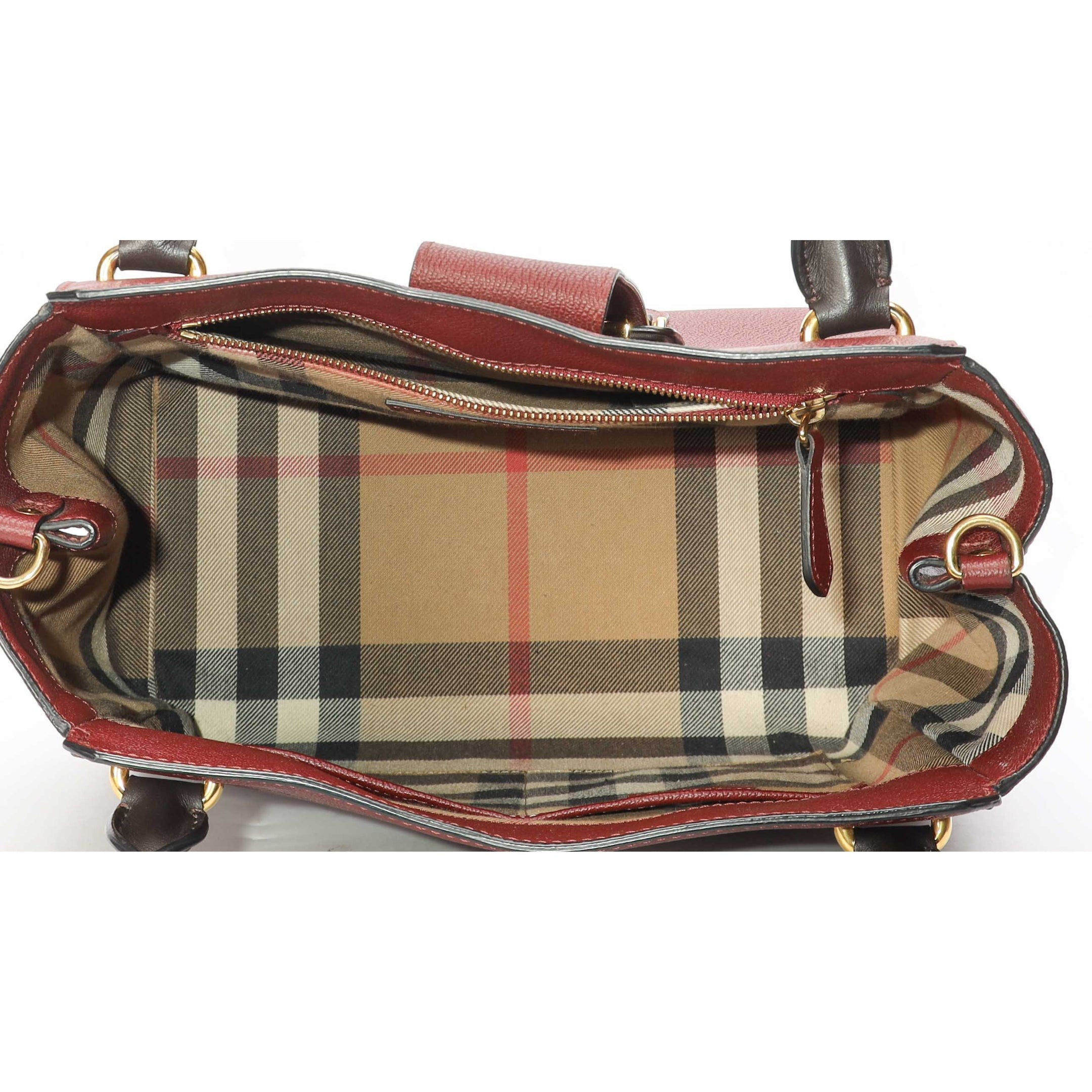 Burberry Burgundy Buckle Convertible Tote