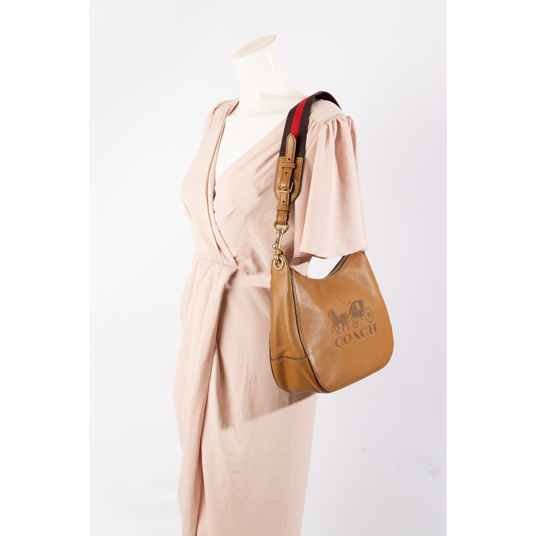 Coach Tan Horse & Carriage Logo Hobo Bag