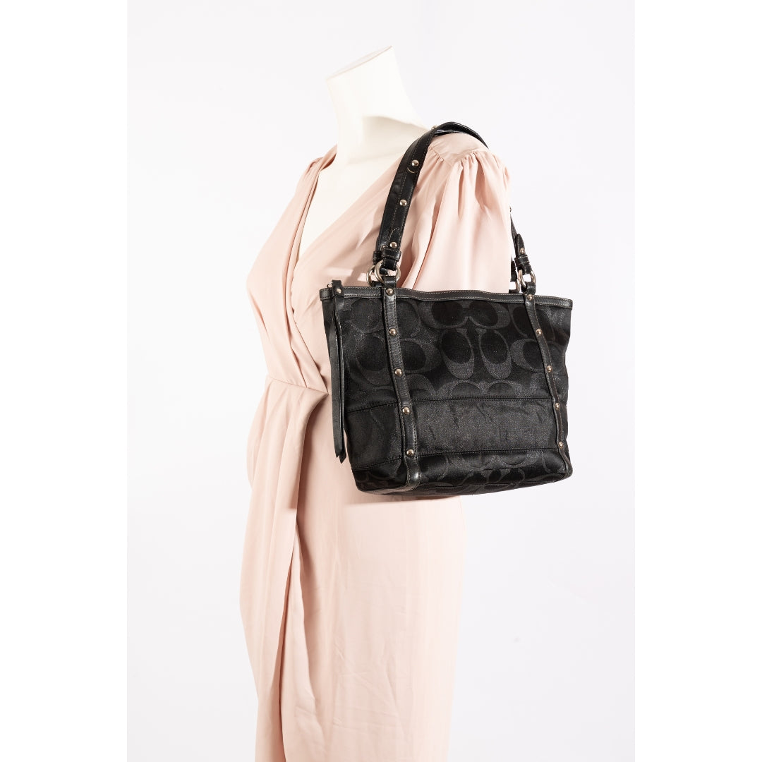 Coach Black Nylon Studded Shoulder Bag