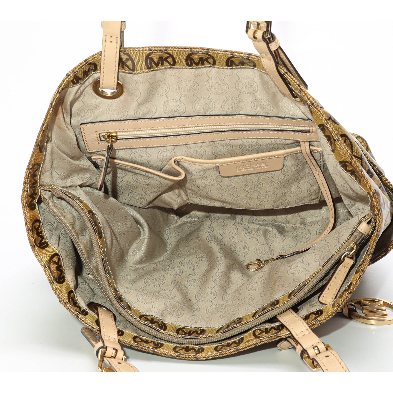 Michael Kors Beige Signature Canvas Jet Set Tote