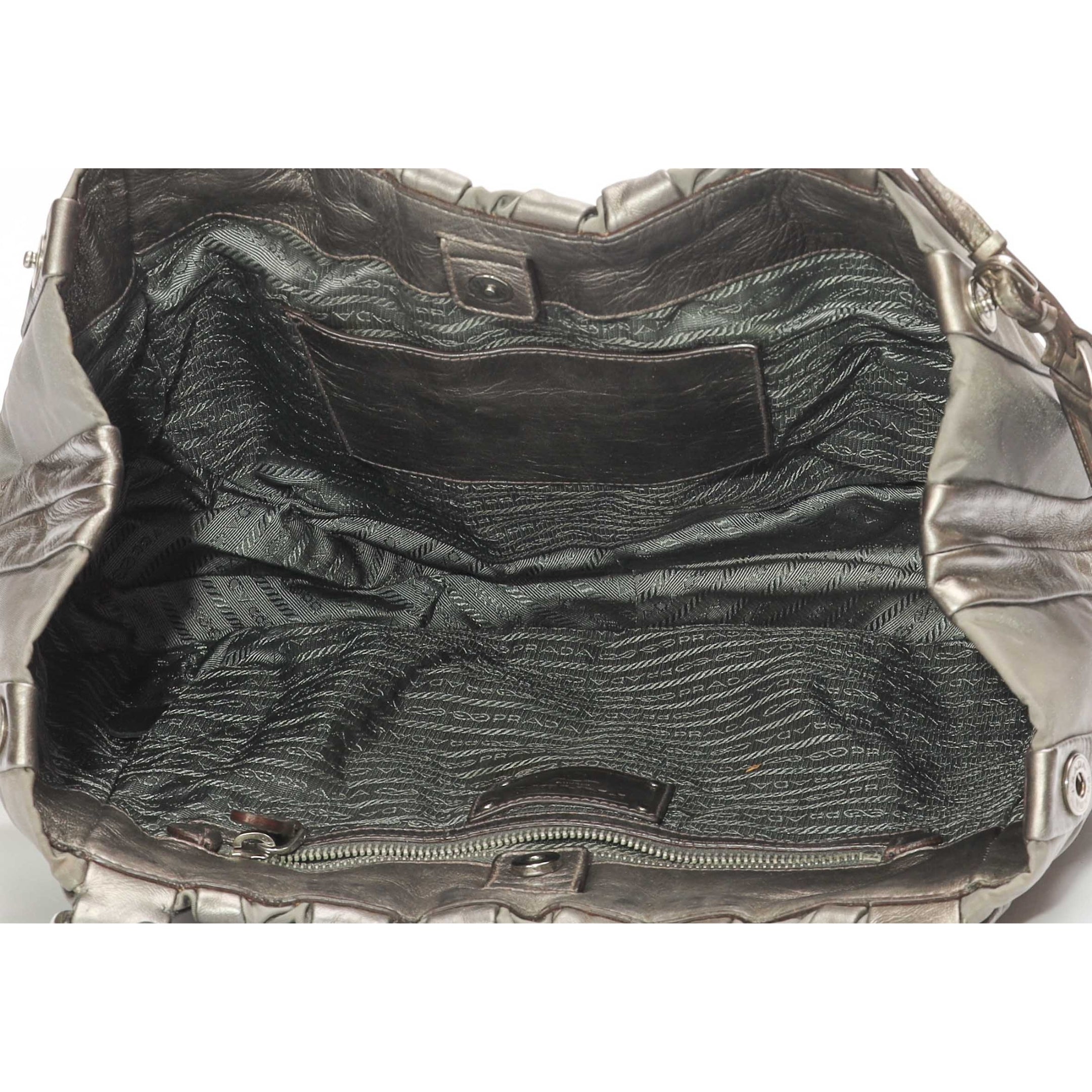 Prada Graphite Nappa Waves Hobo Bag