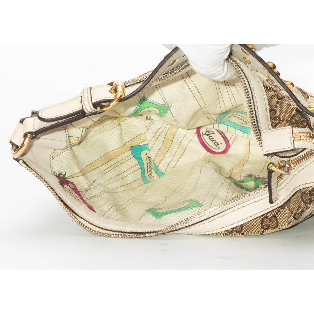 Gucci GG Monogram Biba Studded Hobo Bag