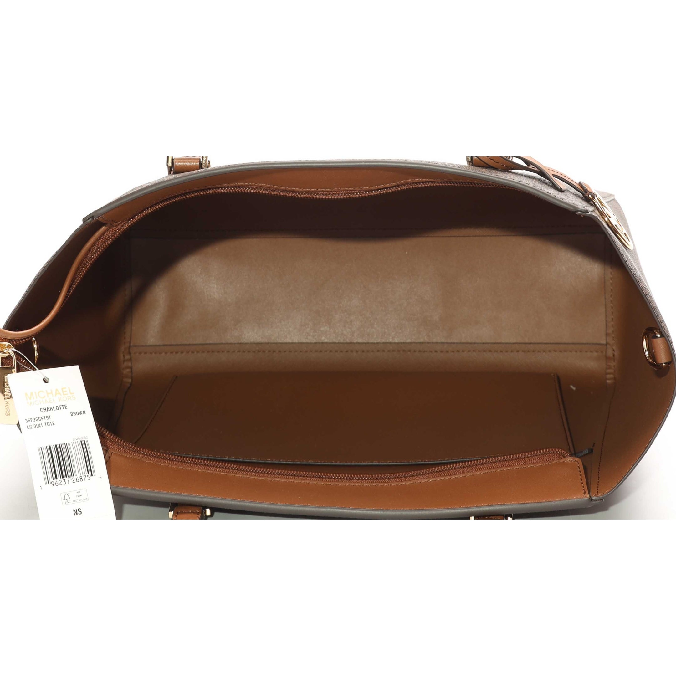 Michael Kors Charlotte Brown Large 3-in-1 Logo Tote