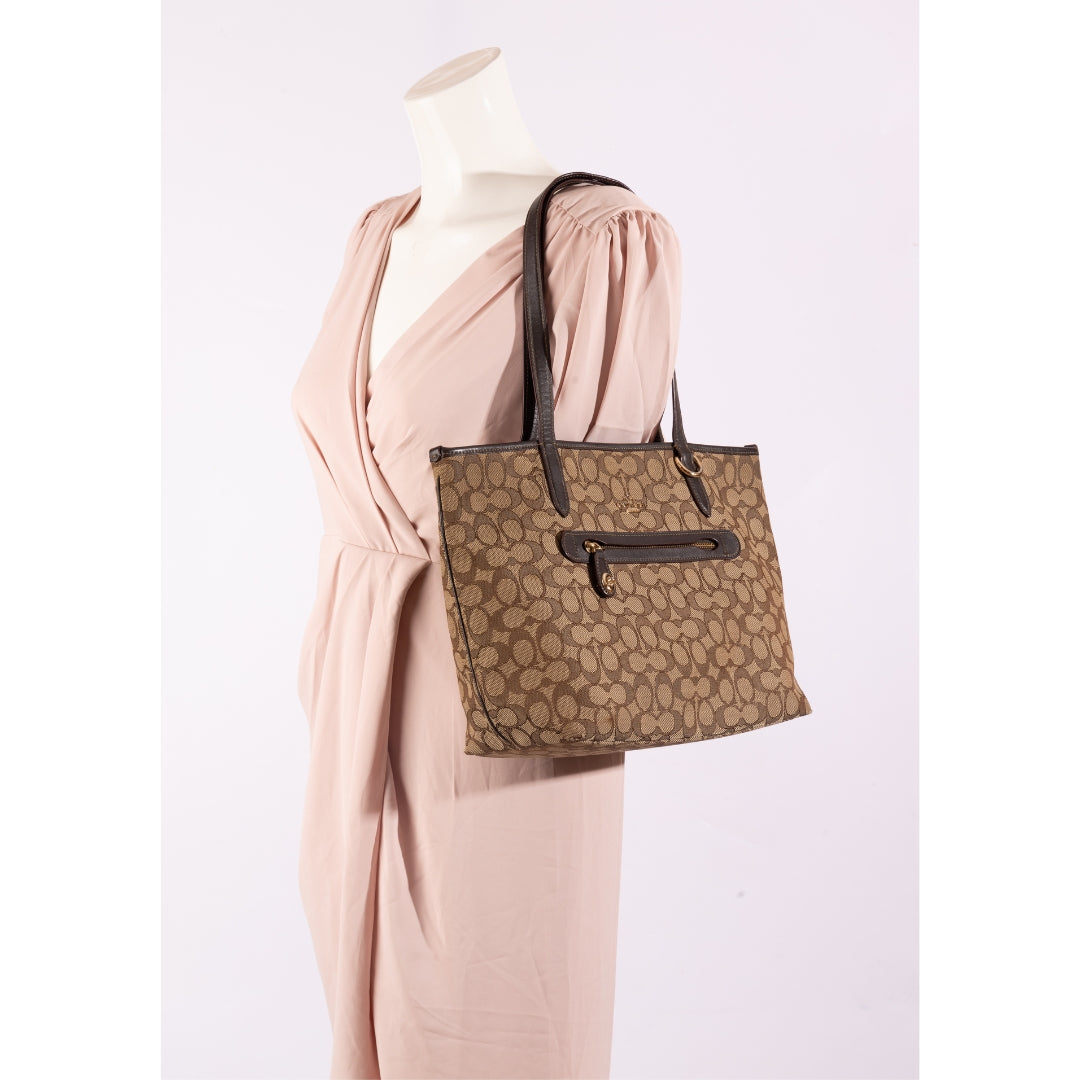 Coach Brown Signature Canvas and Leather Gallery Tote