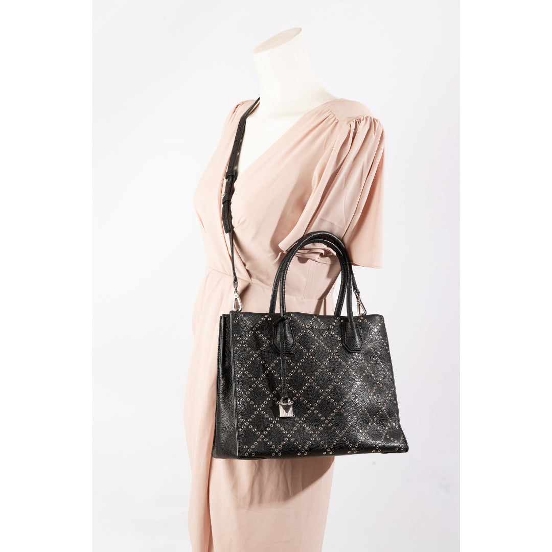 Michael Kors Black Mercer Grommeted Tote