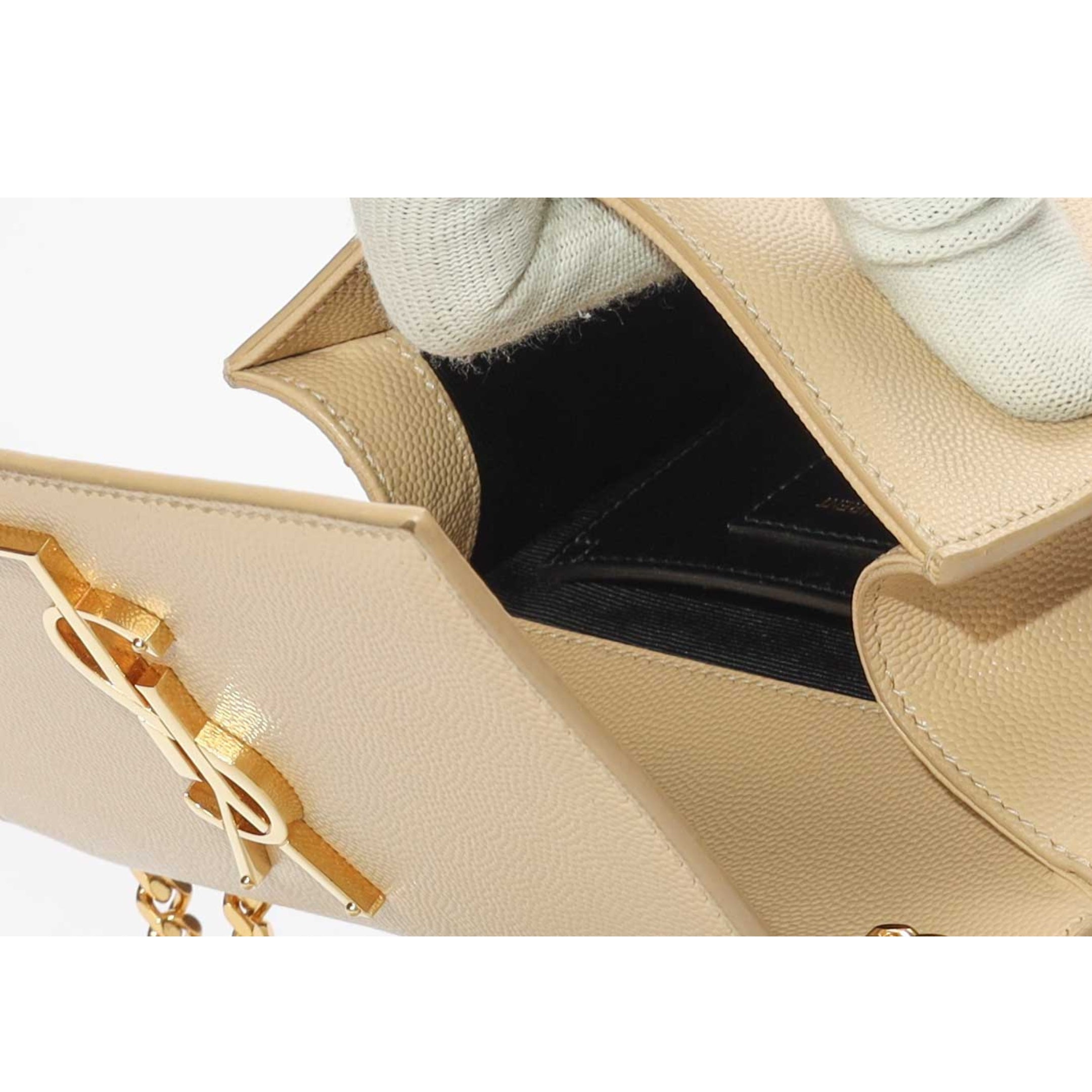 Saint Laurent Beige Grain De Poudre Crossbody Bag