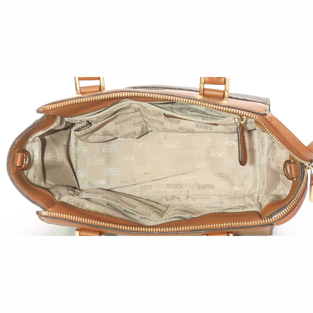 Michael Kors Hudson Brown Logo Satchel