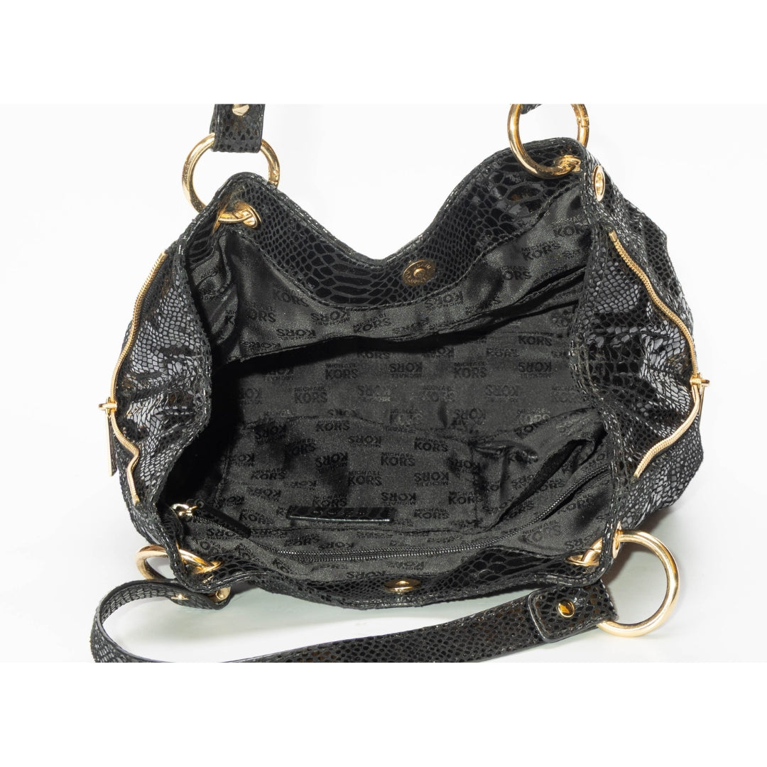 Michael Kors Moxley Black Embossed Python Leather Bag