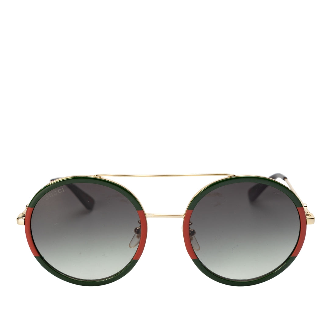 Gucci Grey Gradient GG Round Sunglasses