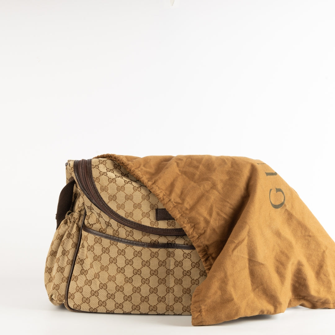 Gucci Beige/Ebony GG Canvas Large Diaper Bag