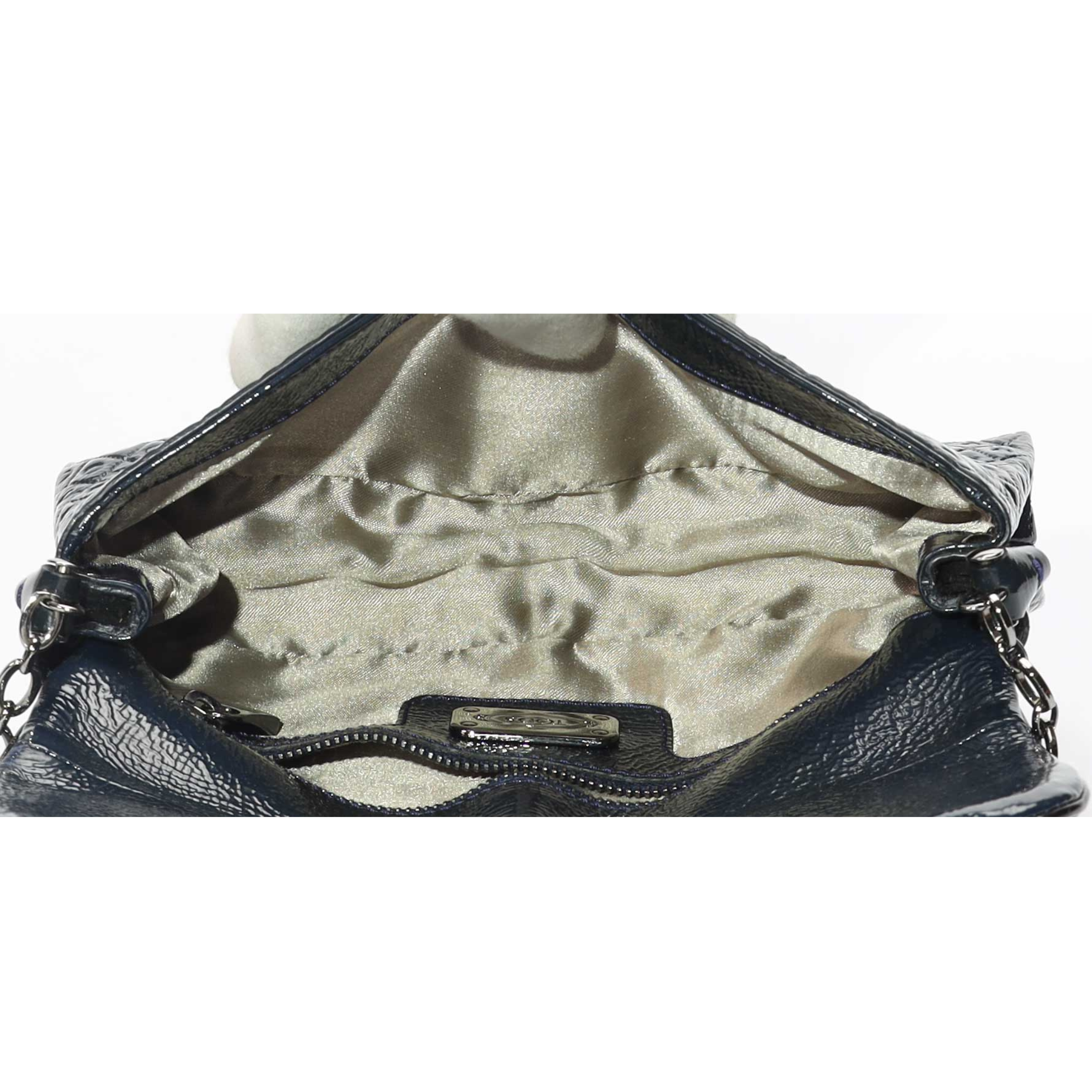 Tods Patent Signature Tracollina Mini Flap Shoulder Bag
