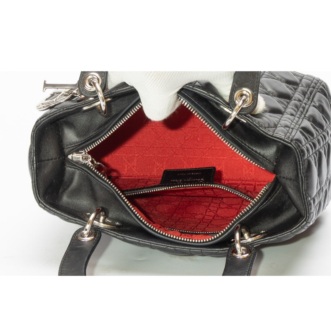 Dior Cannage Black Medium Lady Dior Satchel