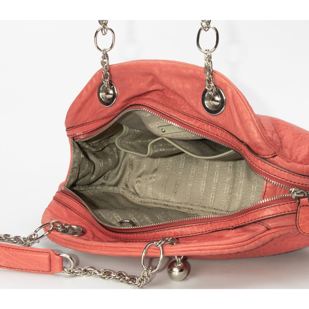 Celine Vintage Leather Peach Chain Shoulder Bag