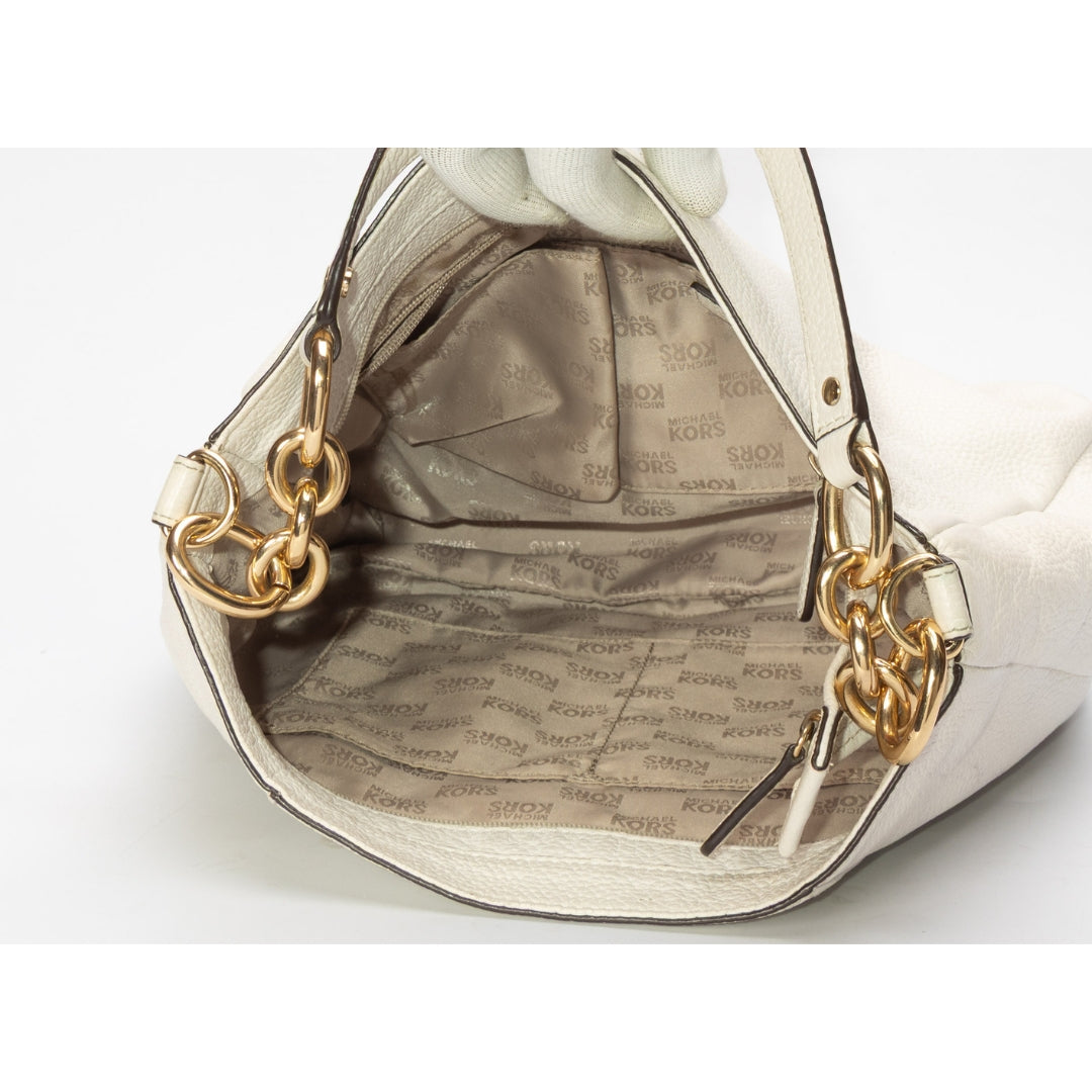 Michael Kors White Hallie Hobo Bag