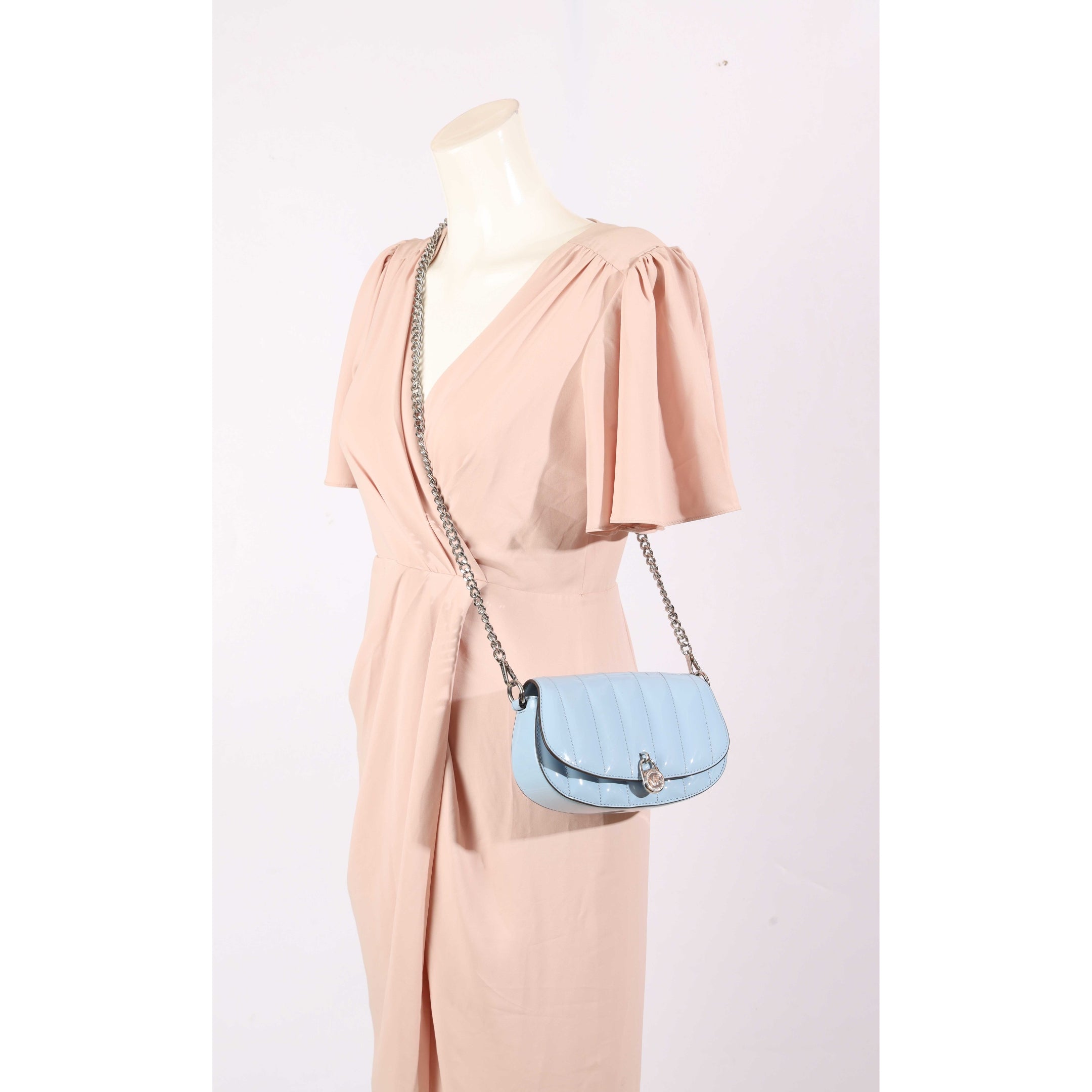 Michael Kors Mila Blue Small Patent Crossbody Bag
