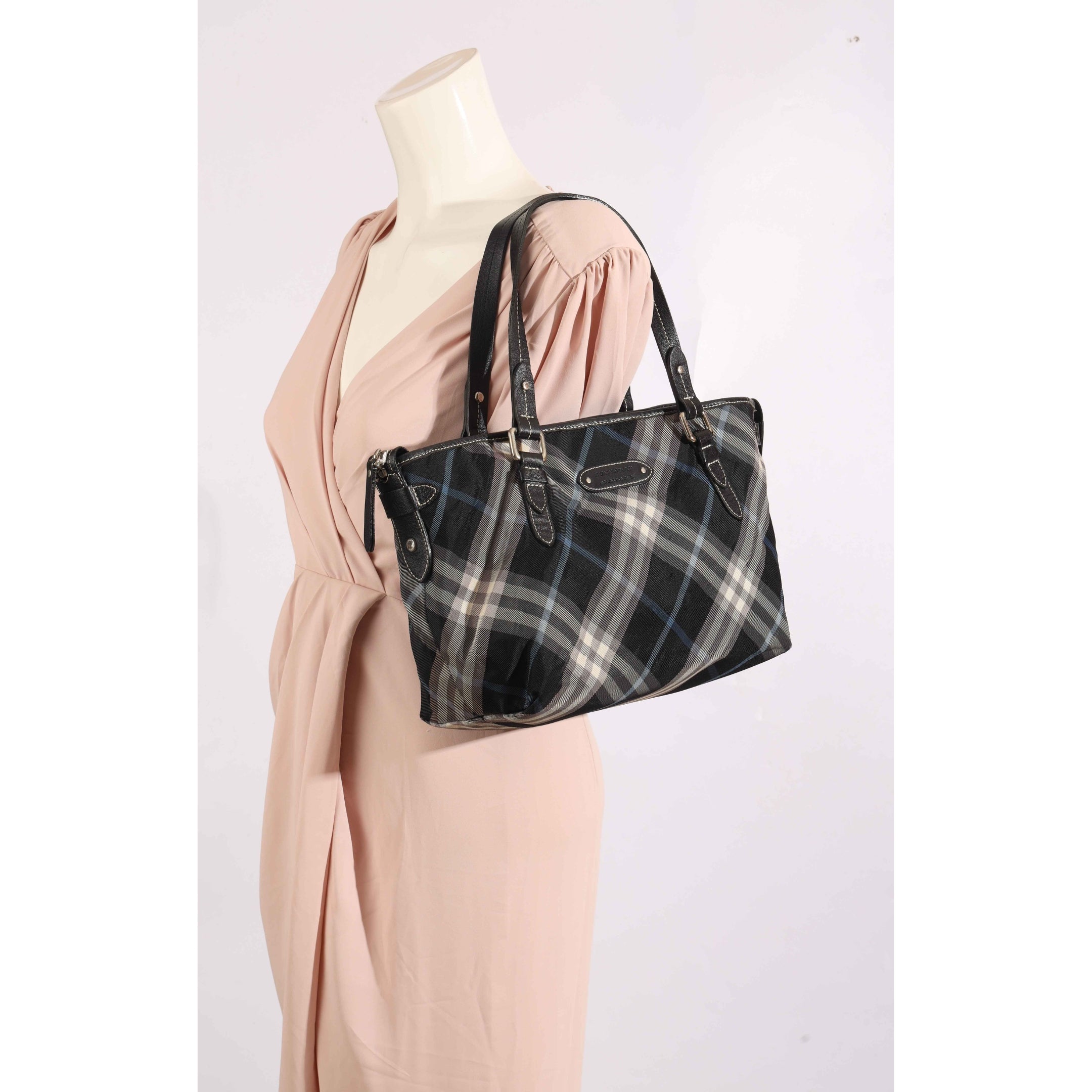 Burberry Blue Plaid Checks Tote