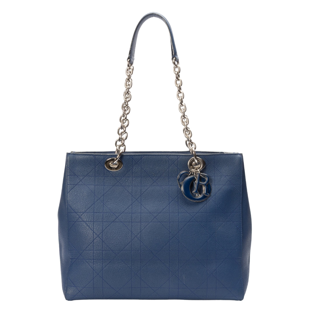 Dior Medium Calfskin Blue Cannage Tote