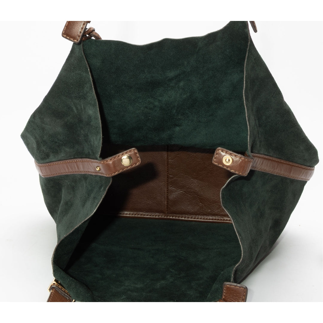 Michael Kors Green Large Suede Shoulder Bag