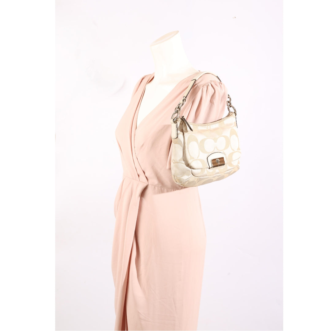 Coach White Canvas Kristin Hobo Bag