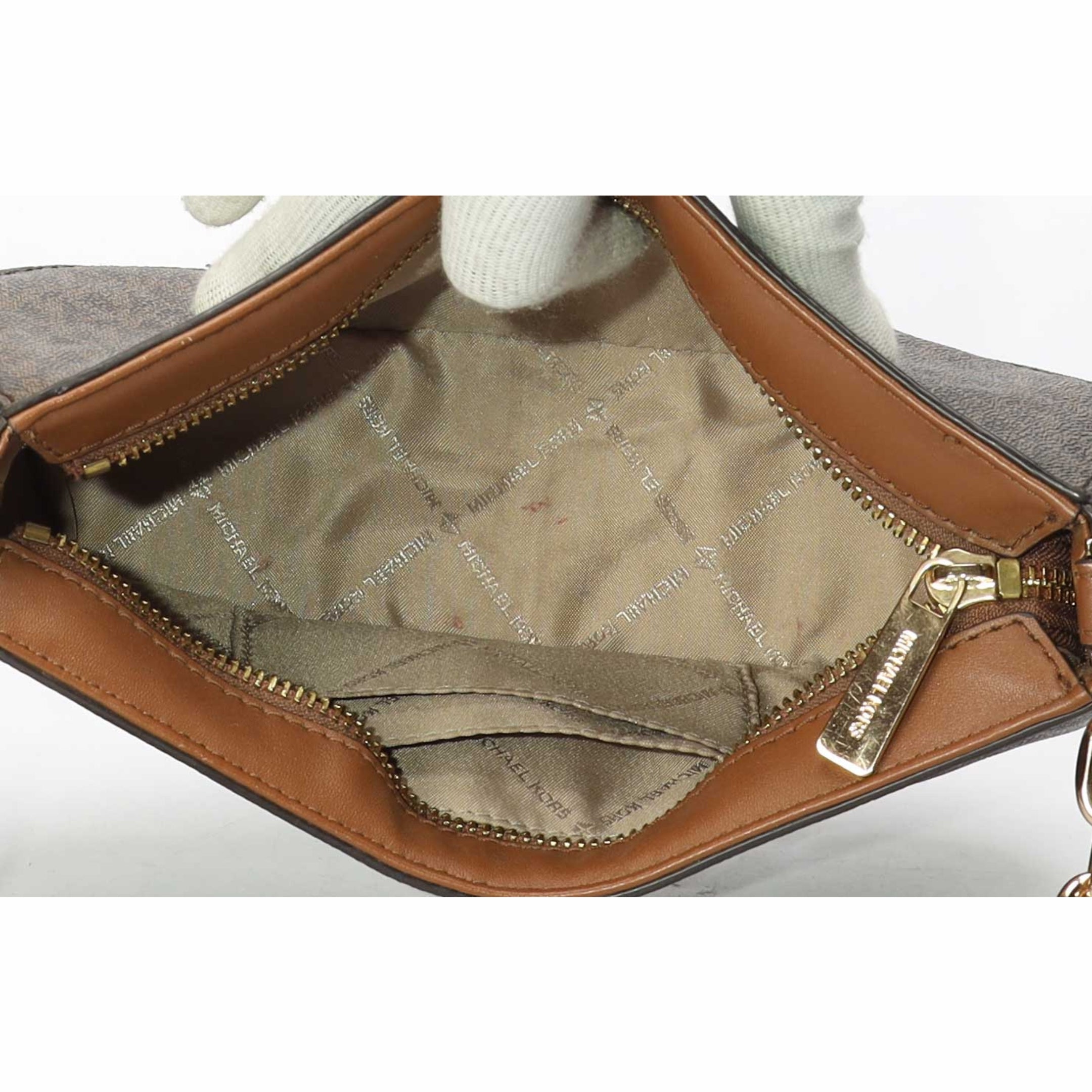 Michael Kors Brown Logo Carmen XS Shoulder Bag