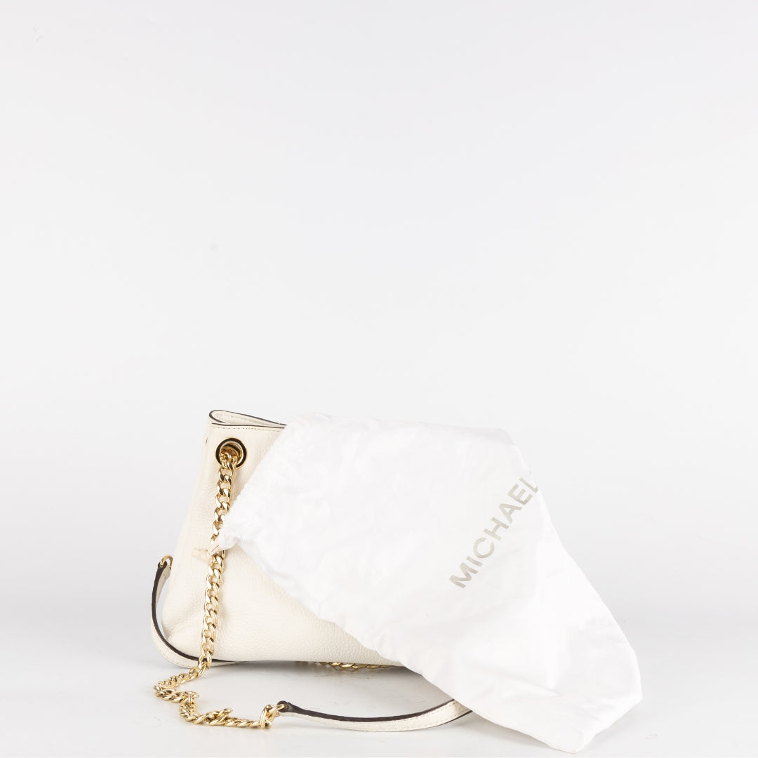 Michael Kors White Leather Jet Set Chain Shoulder Bag