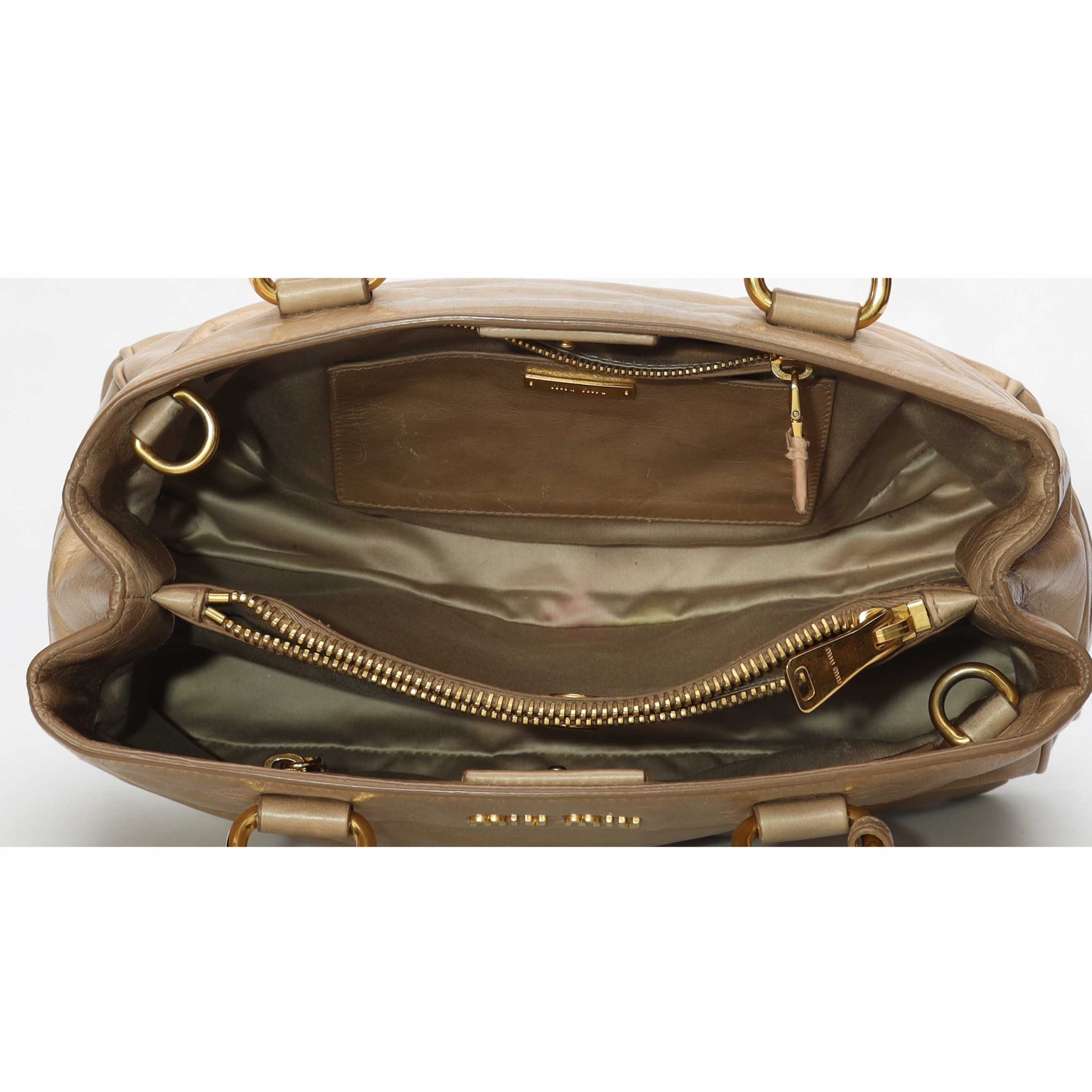 Miu Miu Beige Vitello Shine Convertible Tote