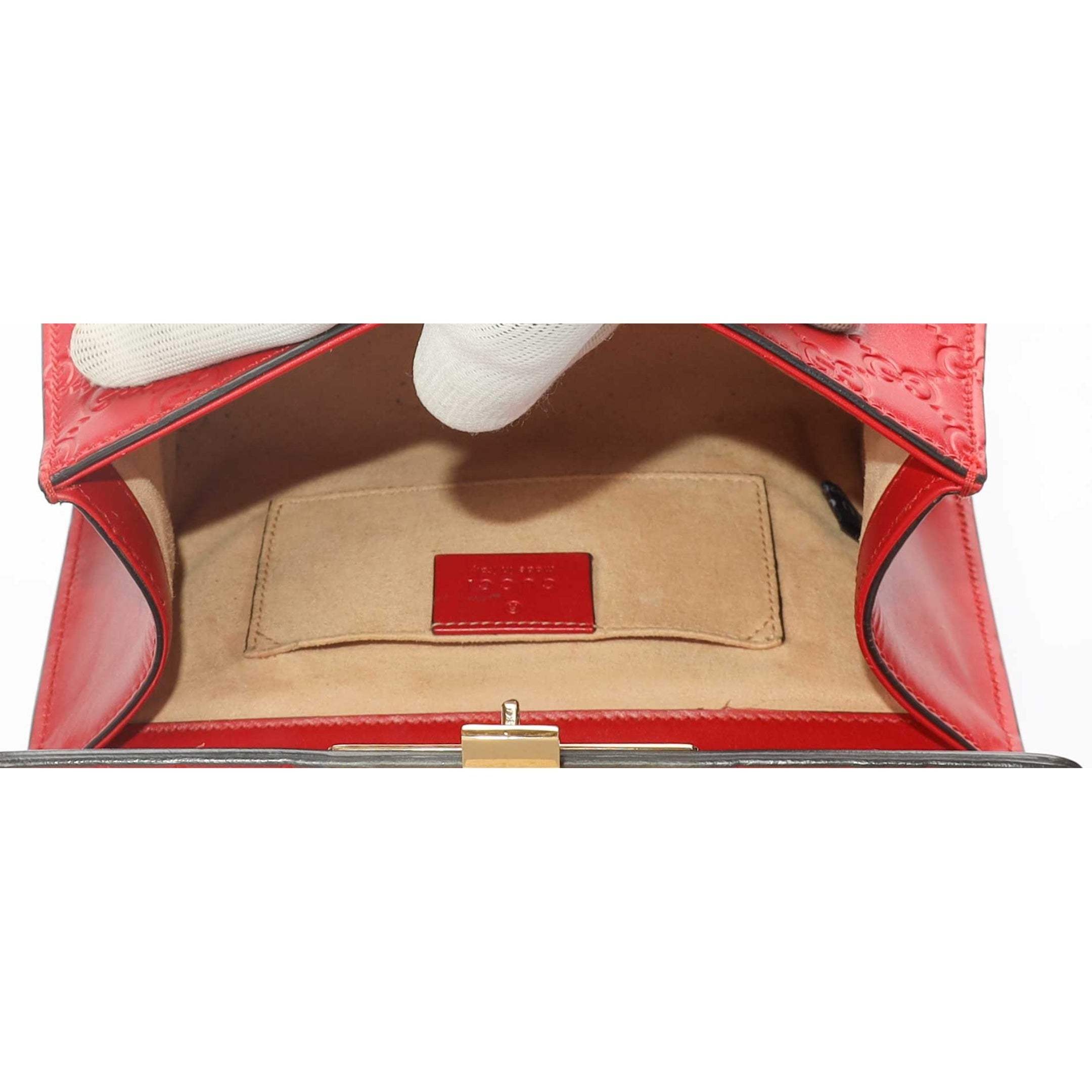 Gucci Red Guccissima Small Padlock Shoulder Bag