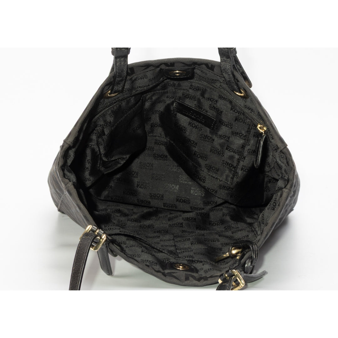 Michael Kors Black Canvas Jet Set Logo Tote