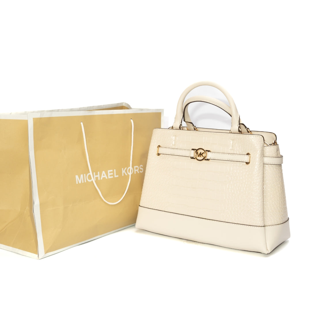 Michael Kors Hamilton Crocodile Embossed Leather Satchel