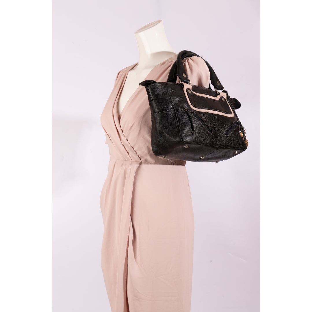 Celine Black Leather Boogie Satchel