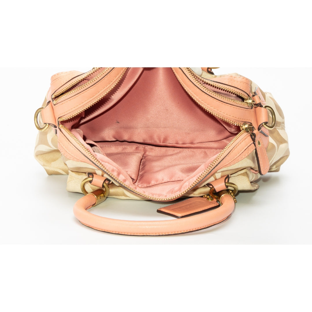 Coach Signature Canvas and Leather Buckle Satchel