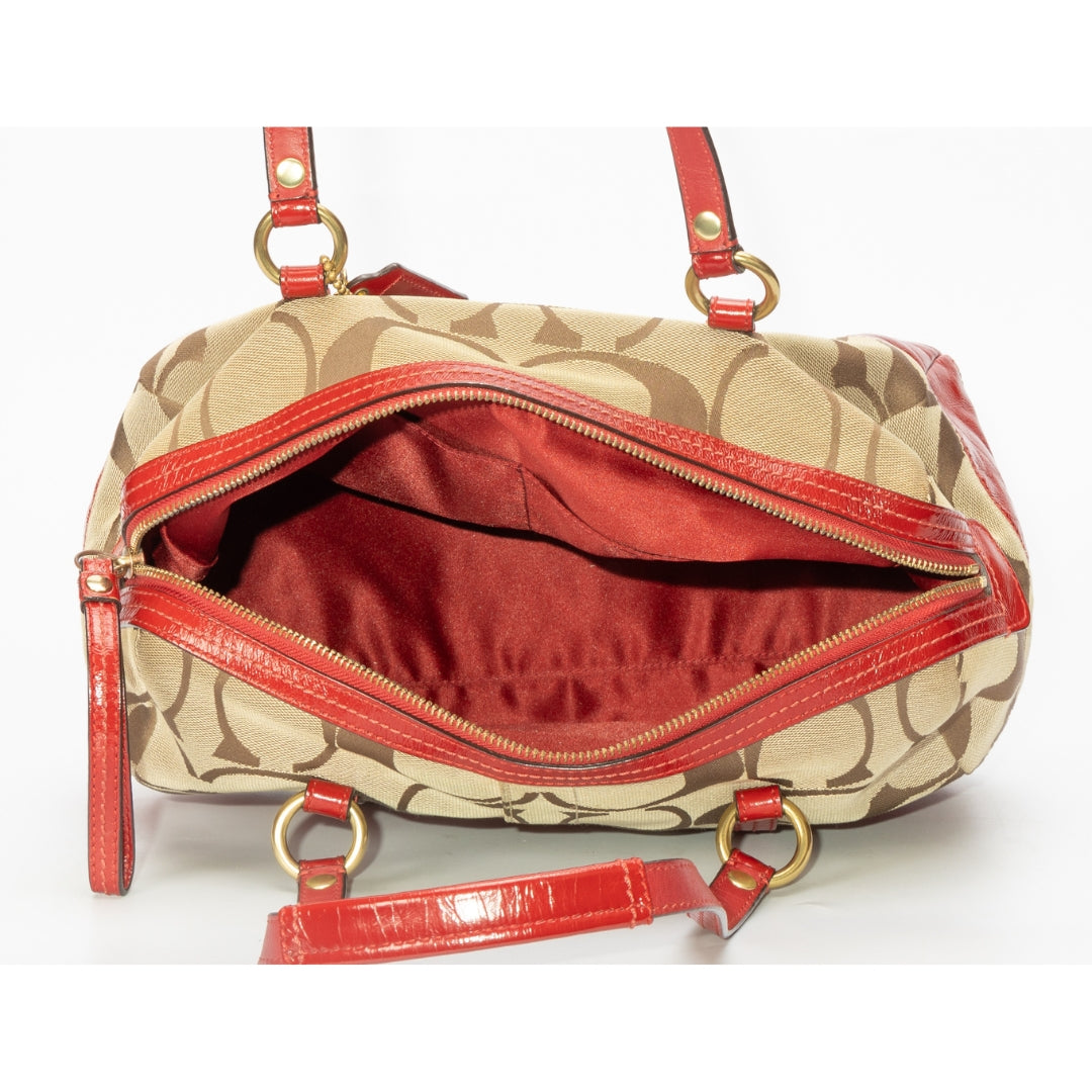 Coach Monogram Stripe Canvas Zip Shoulder Bag