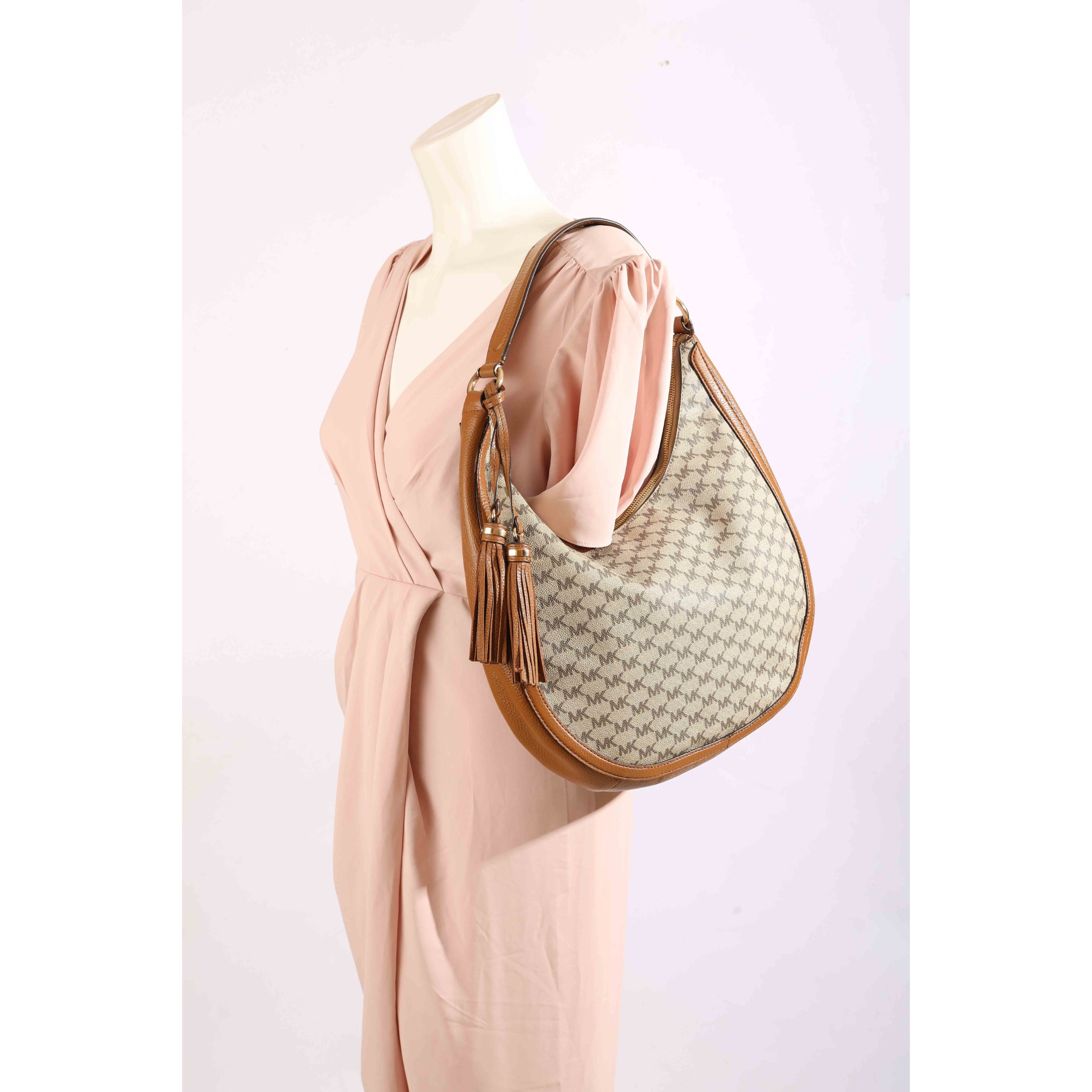 Michael Kors Lydia Vanilla Logo Hobo Bag