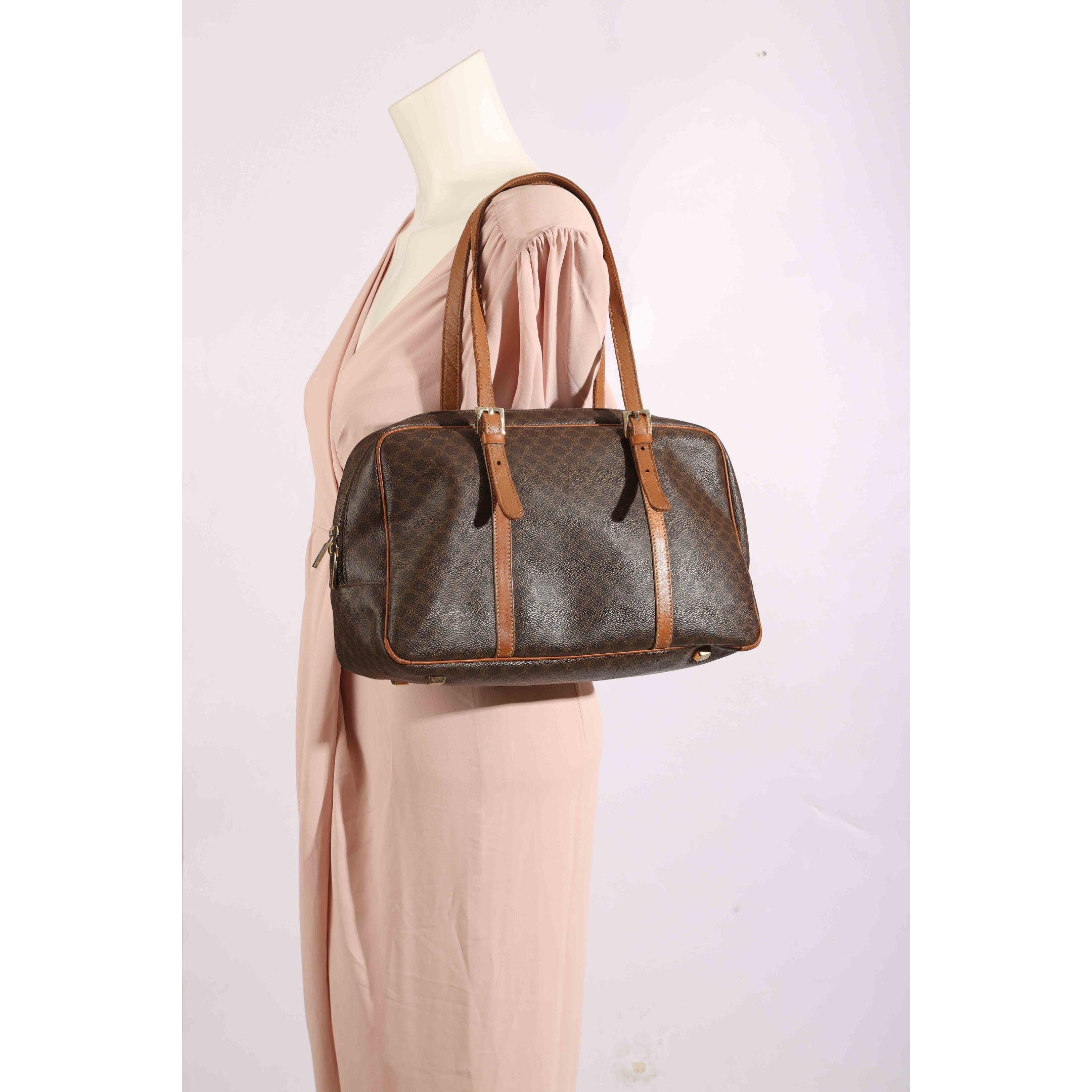 Celine Macadam Canvas Brown Shoulder Bag