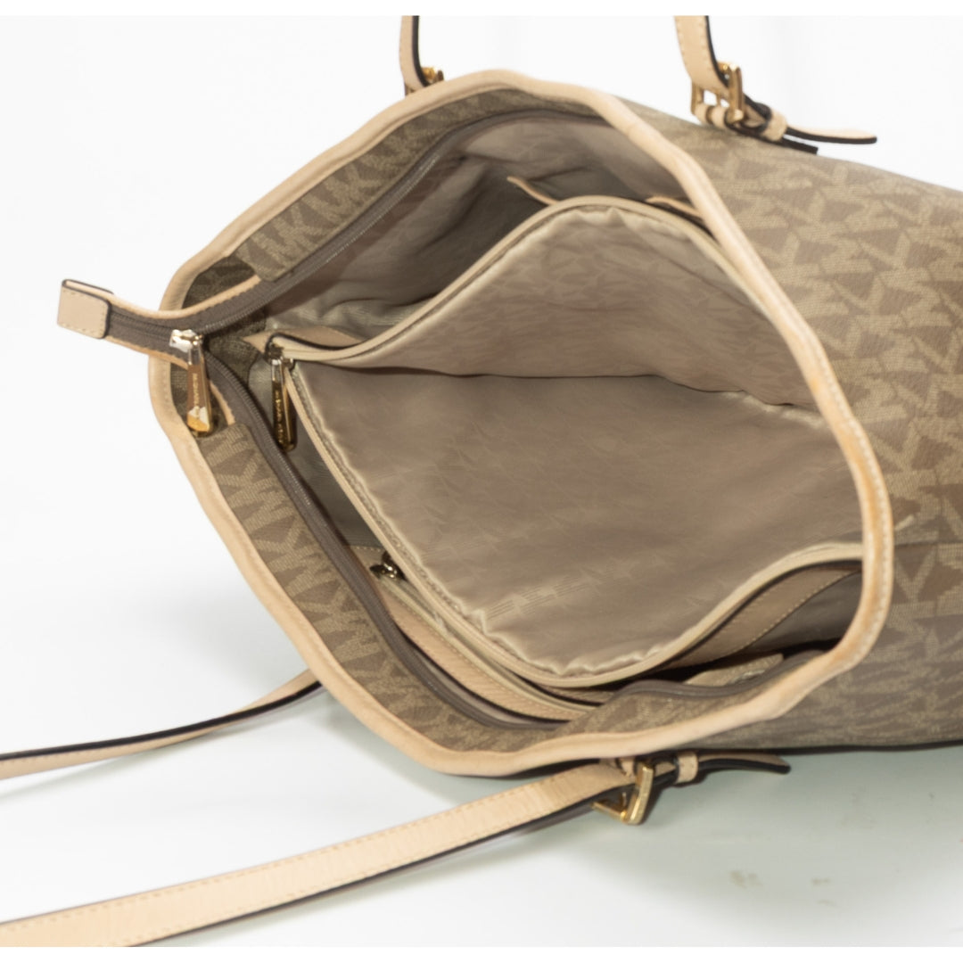 Michael Kors Signature Canvas Leather Jet Set Tote