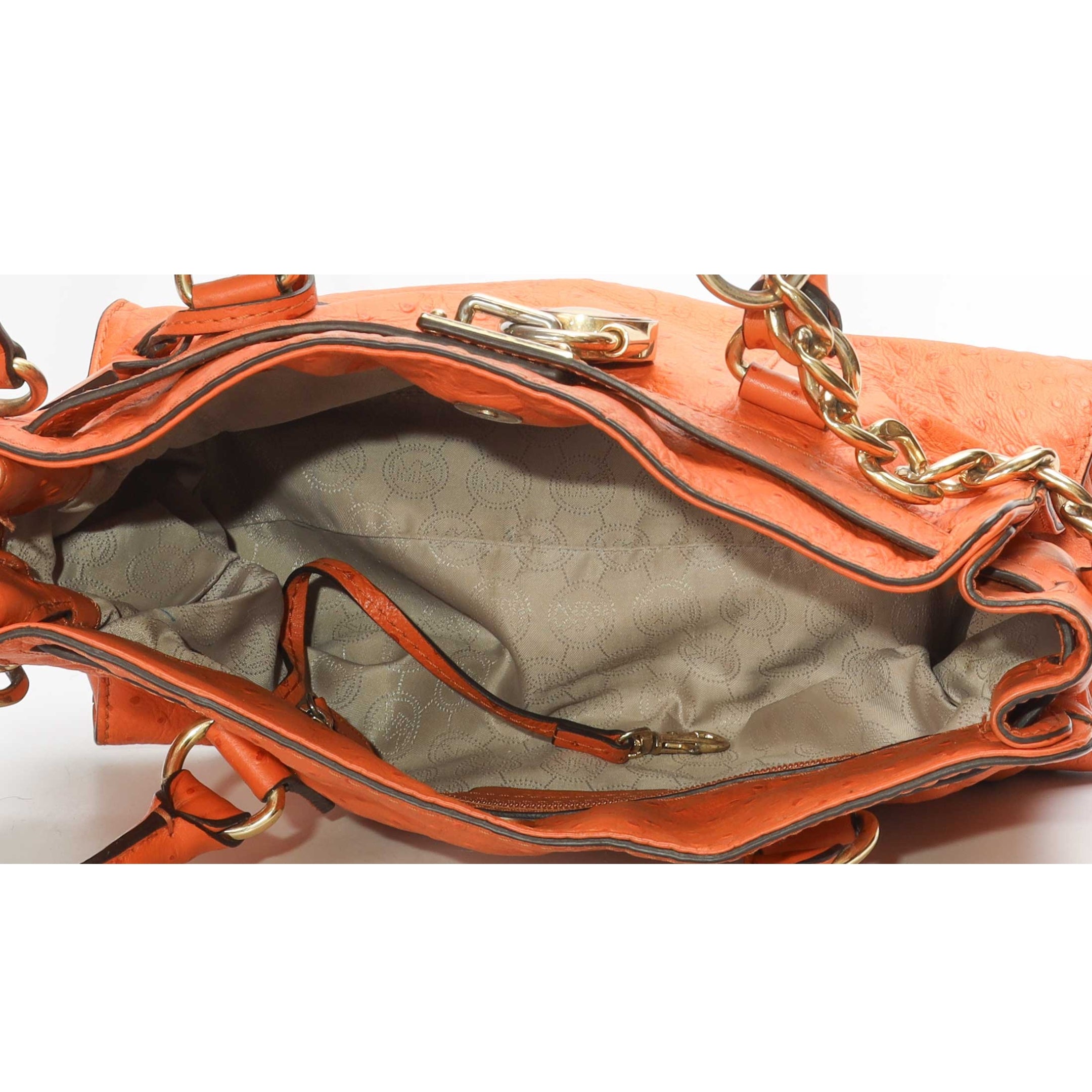 Michael Kors Hamilton Medium Orange Ostrich Tote