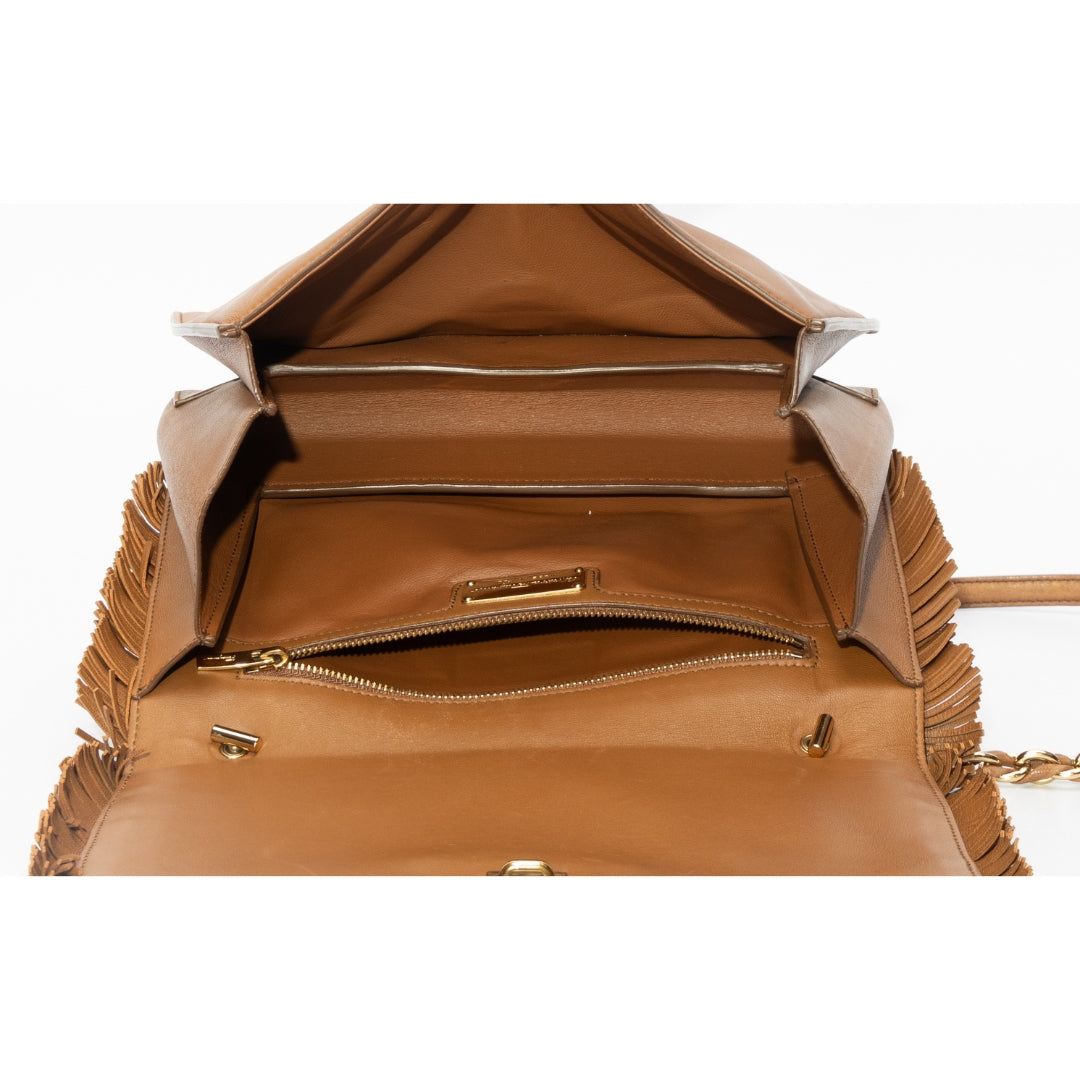 Salvatore Ferragamo Ginny Vara Fringe Leather Crossbody Bag