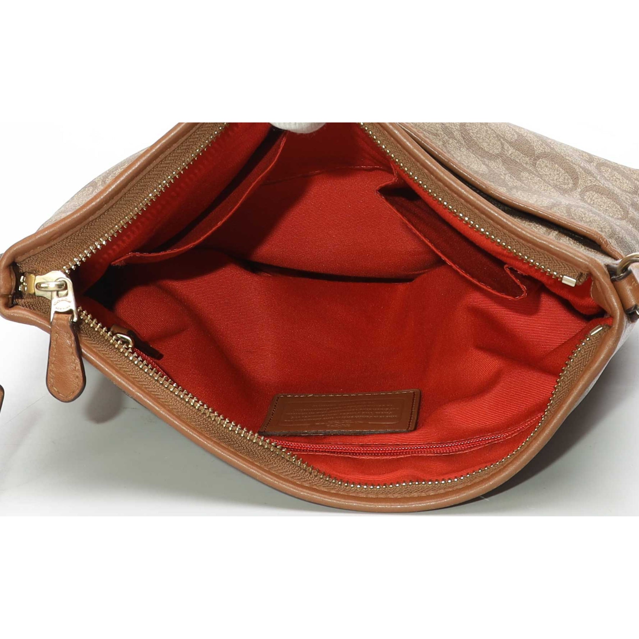 Coach Brown Logo Varsity Stripe Crossbody Bag